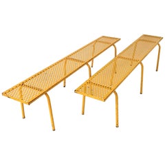 Pair of Yellow Benches, Attributed to René Malaval, circa 1950, France