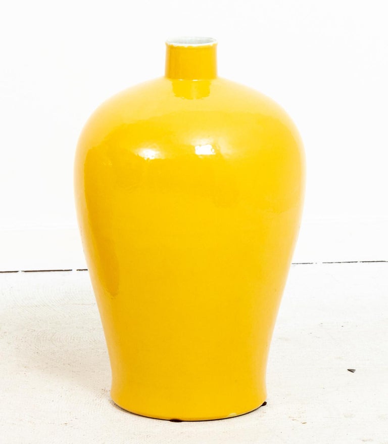Pair of Yellow Bottle Neck Vases at 1stDibs