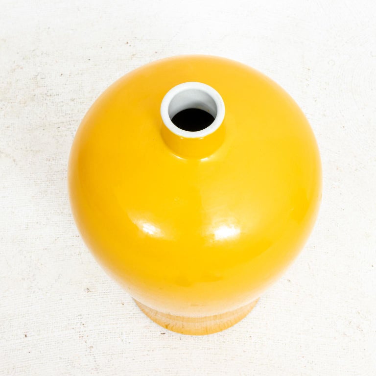 Pair of Yellow Bottle Neck Vases at 1stDibs