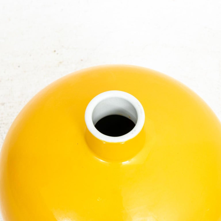 Pair of Yellow Bottle Neck Vases at 1stDibs