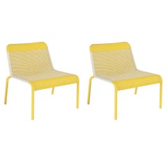 Pair of Yellow Braided Resin French Design and Lounge Armchairs