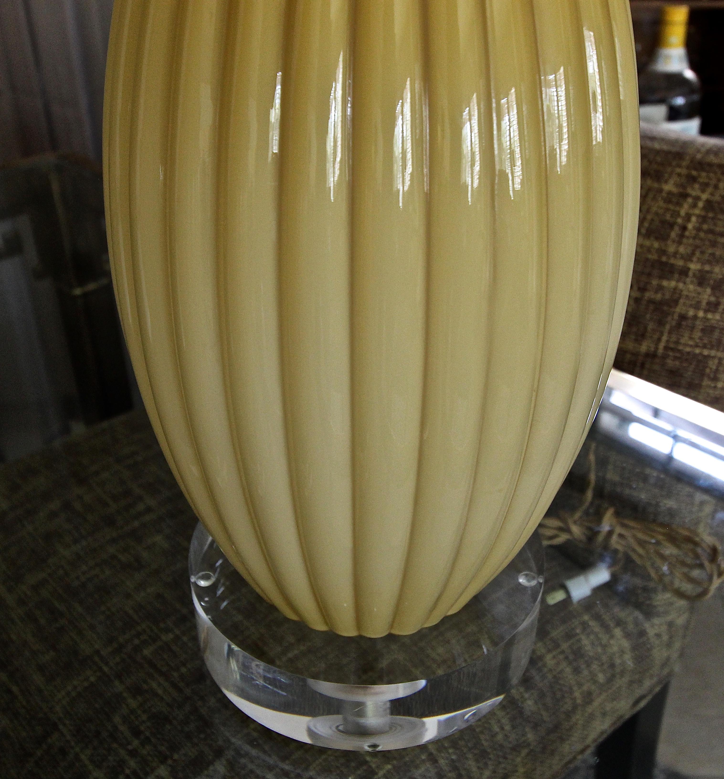 Pair of Yellow Butterscotch Cased Murano Glass Table Lamps 4