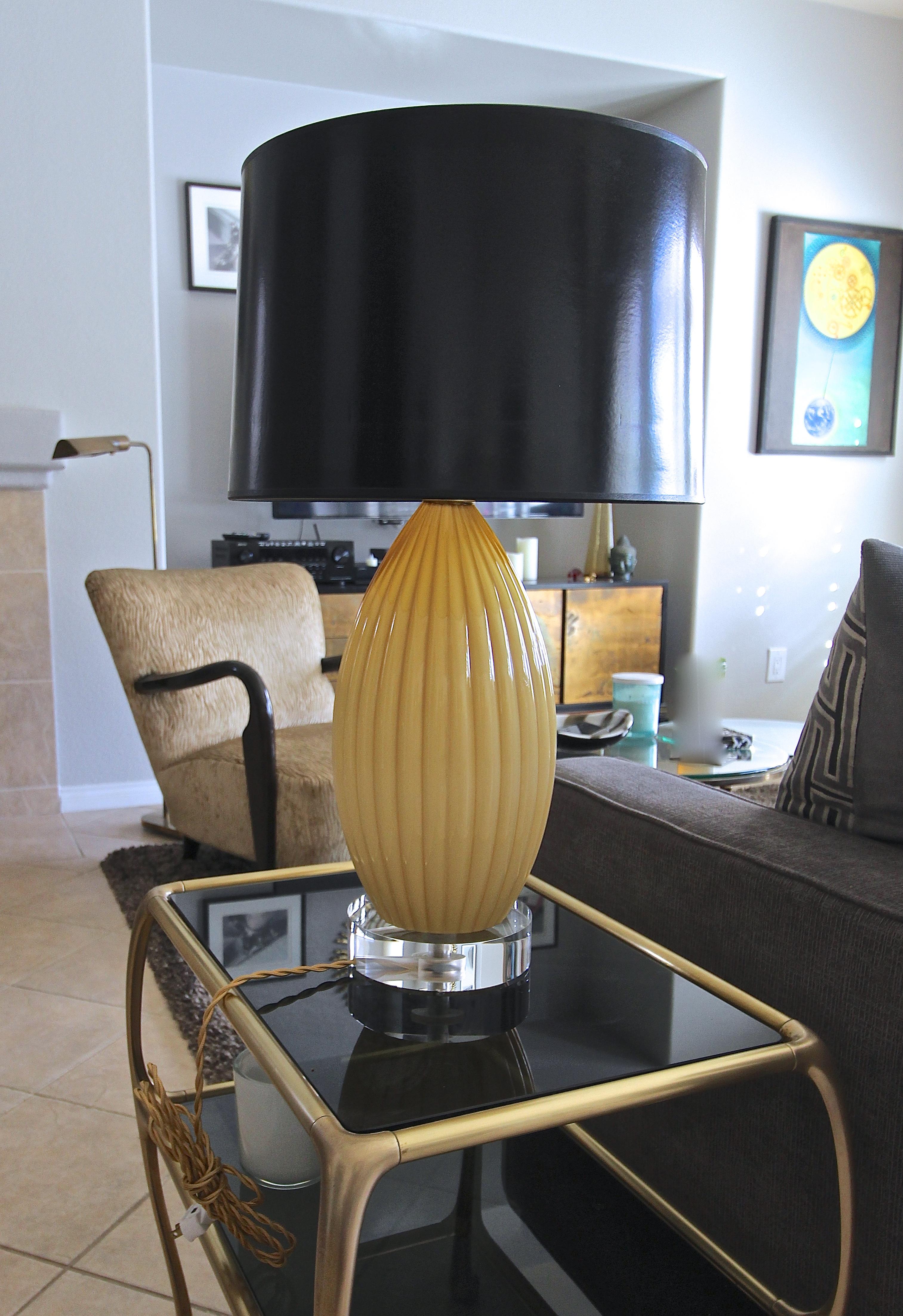 Pair of Yellow Butterscotch Cased Murano Glass Table Lamps 6