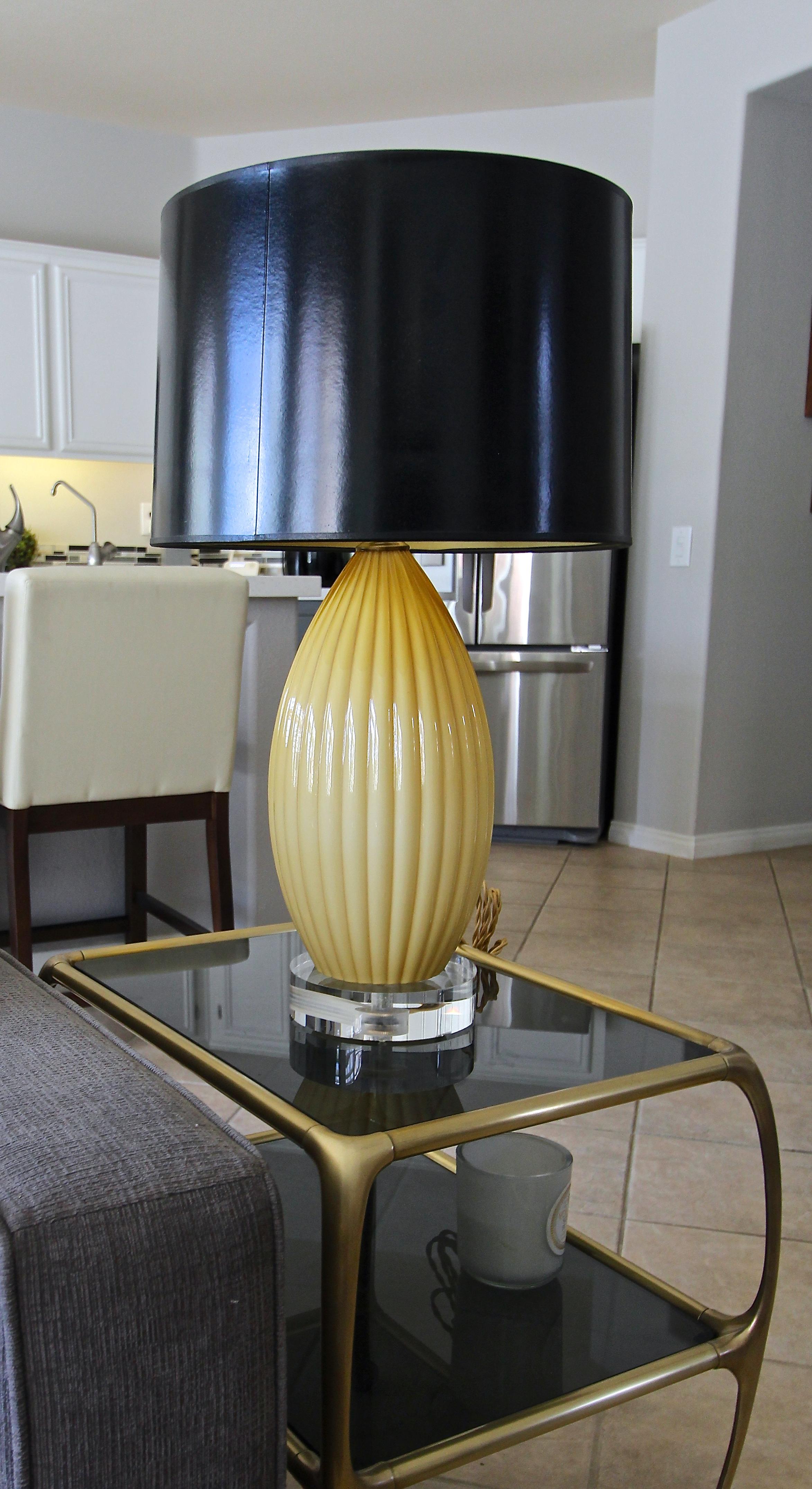 Pair of Yellow Butterscotch Cased Murano Glass Table Lamps 7