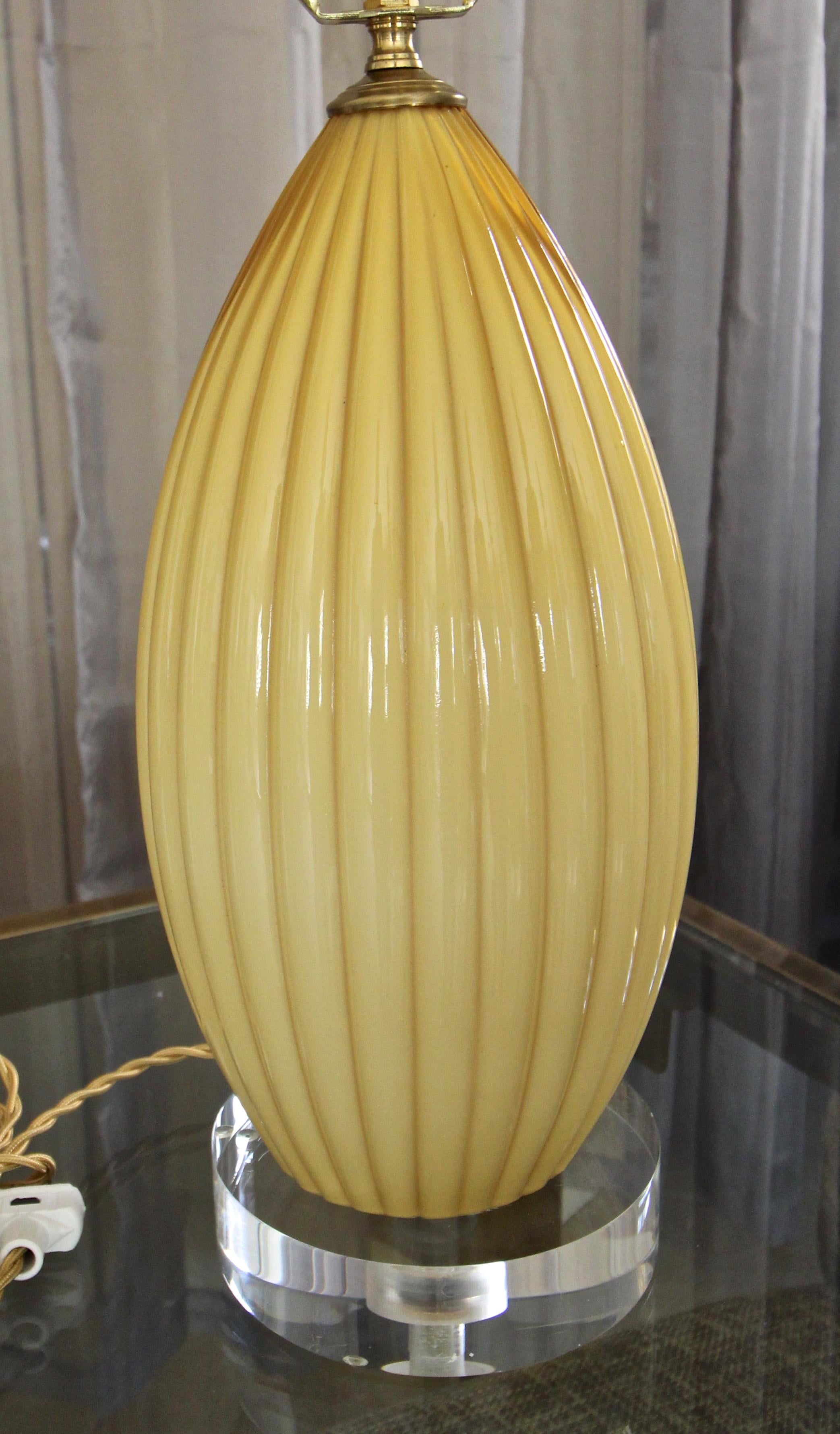 Pair of Yellow Butterscotch Cased Murano Glass Table Lamps 2