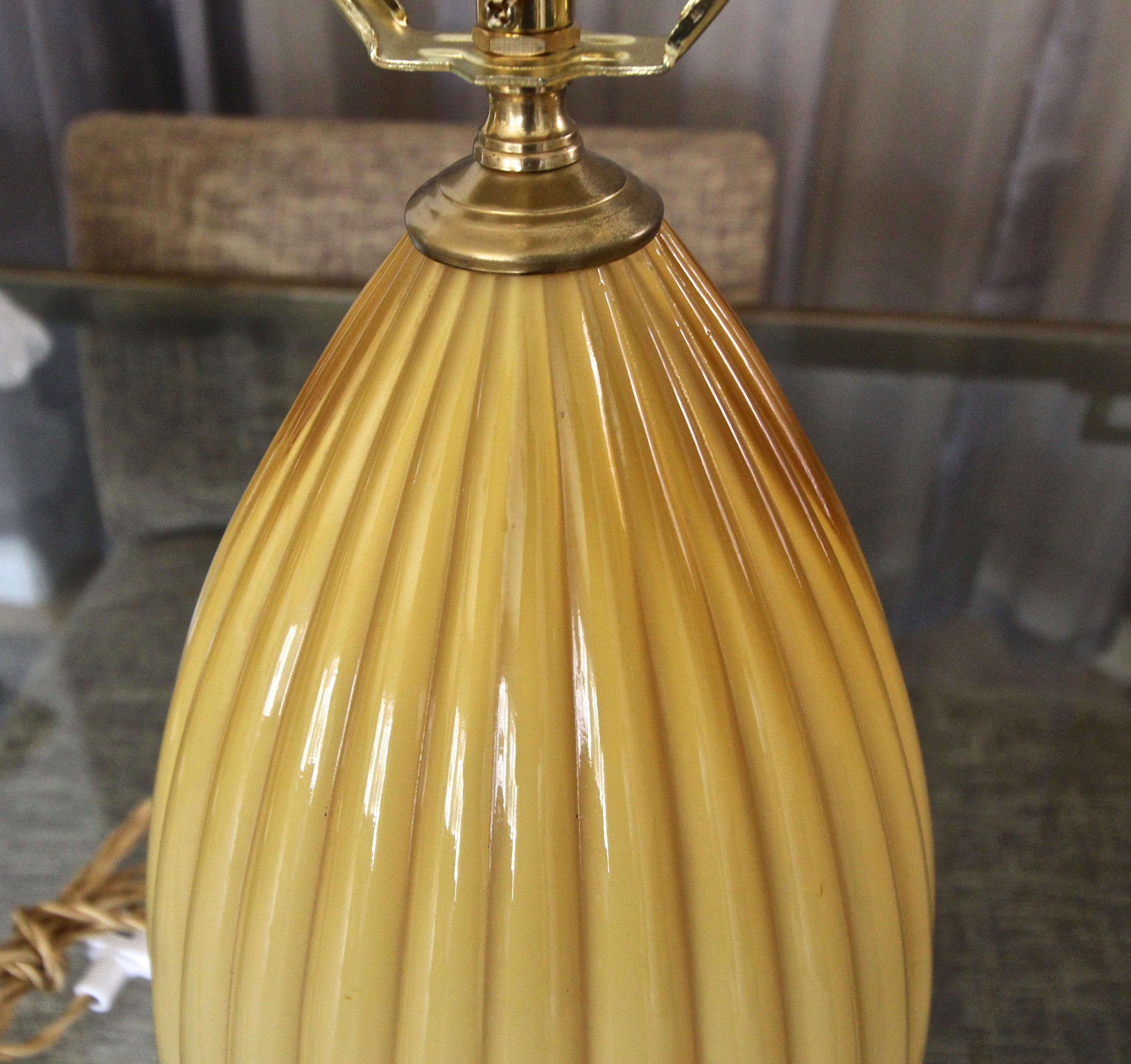 Pair of Yellow Butterscotch Cased Murano Glass Table Lamps 3