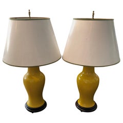 Pair of Yellow Ceramic Table Lamps by Warren Kessler