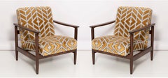 Pair of Yellow Chenille Velvet Armchairs, Edmund Homa, GFM-142, 1960s, Poland