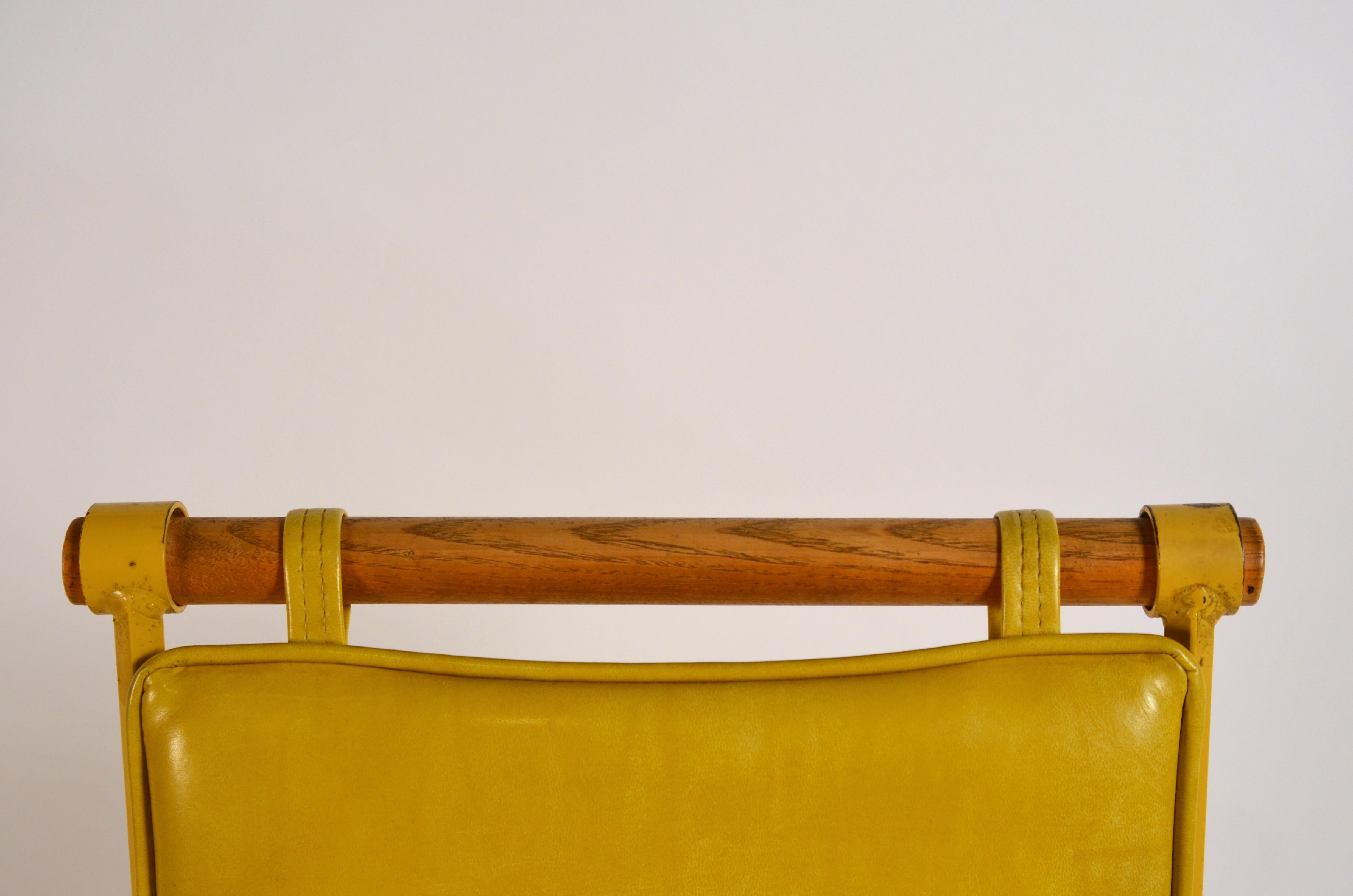 Organic Modern Pair of Yellow Cleo Baldon Swiveling Counter Stools