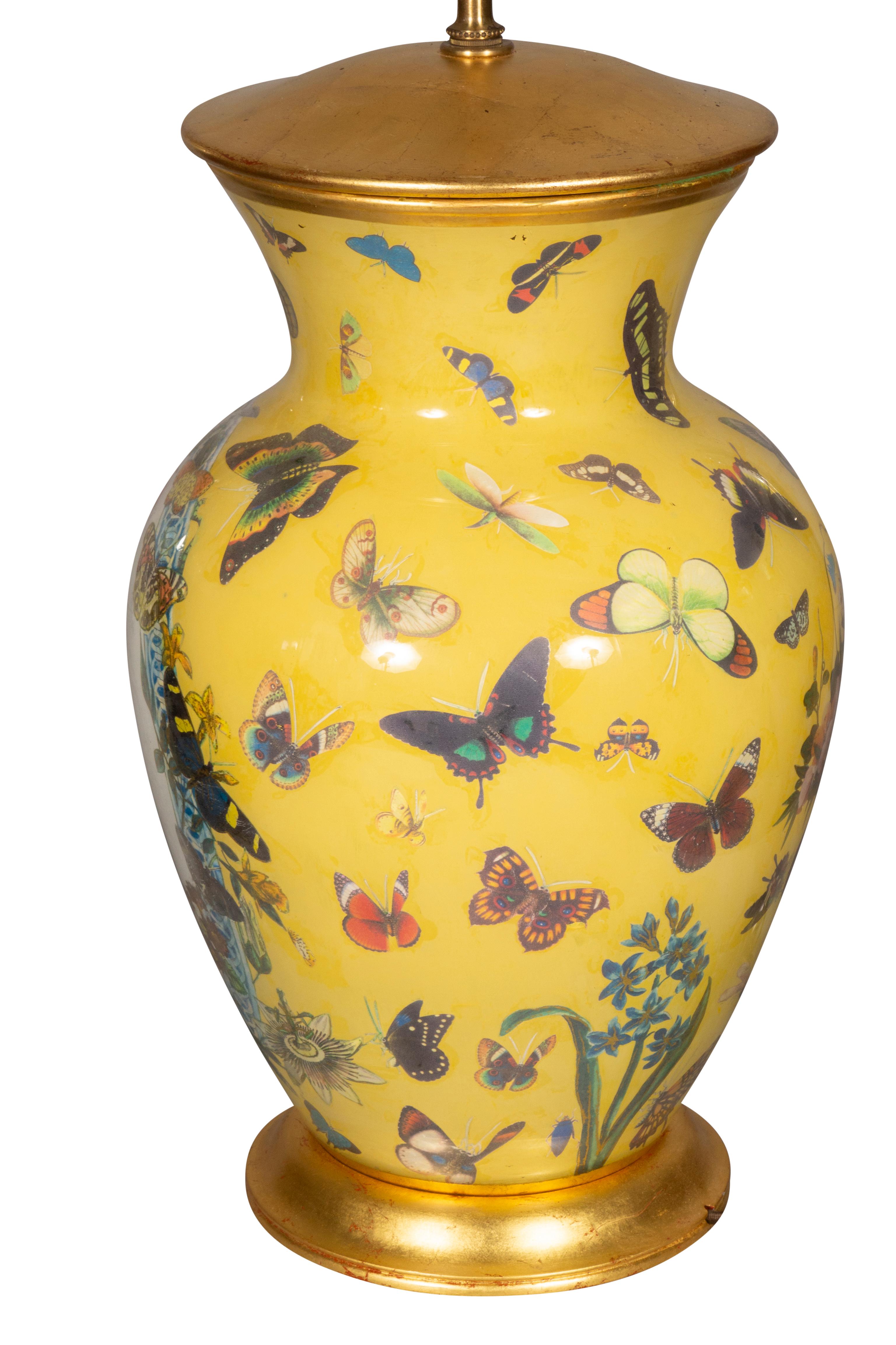 Pair of Yellow Decoupage Table Lamps 14
