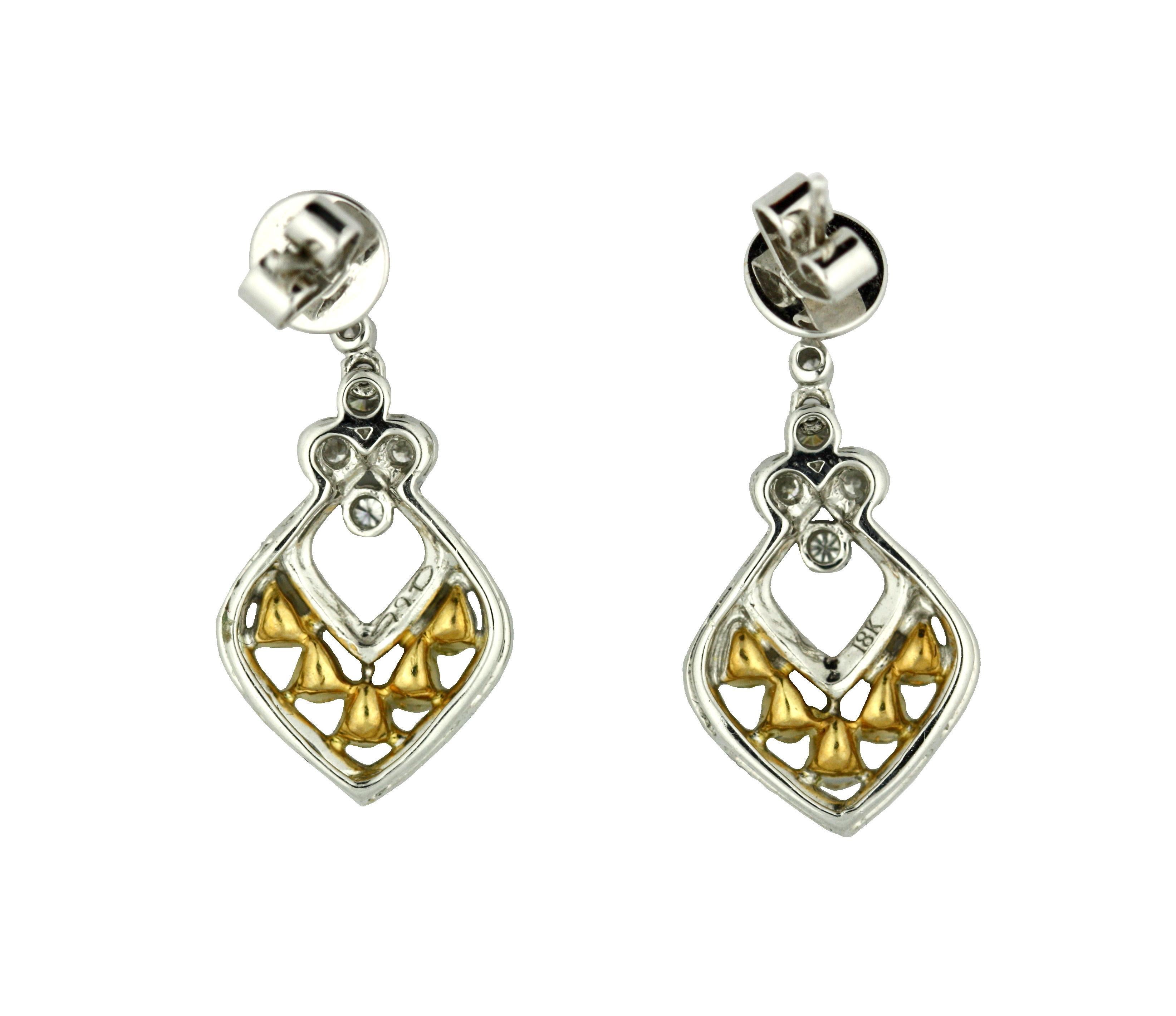 Pair of Yellow Diamond and Diamond Earrings In Good Condition In Palm Beach, FL