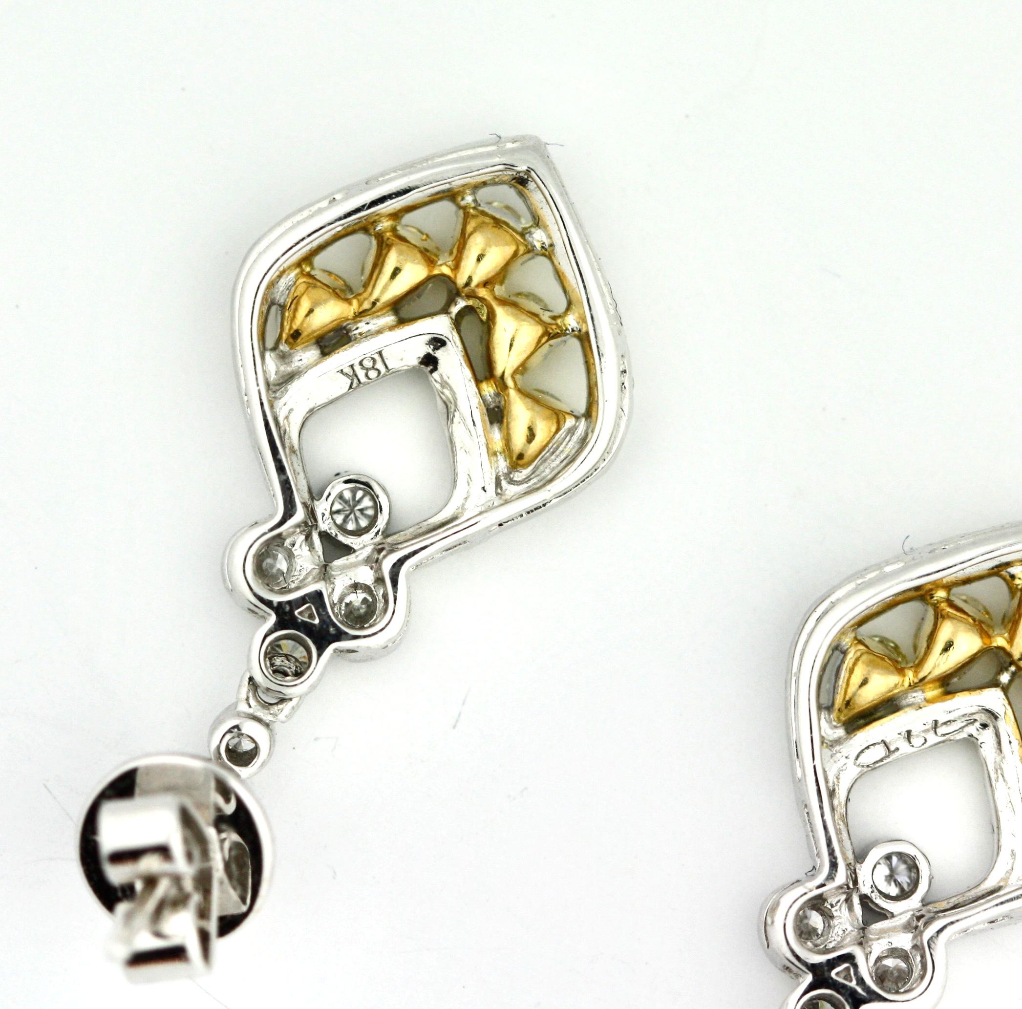 Women's Pair of Yellow Diamond and Diamond Earrings