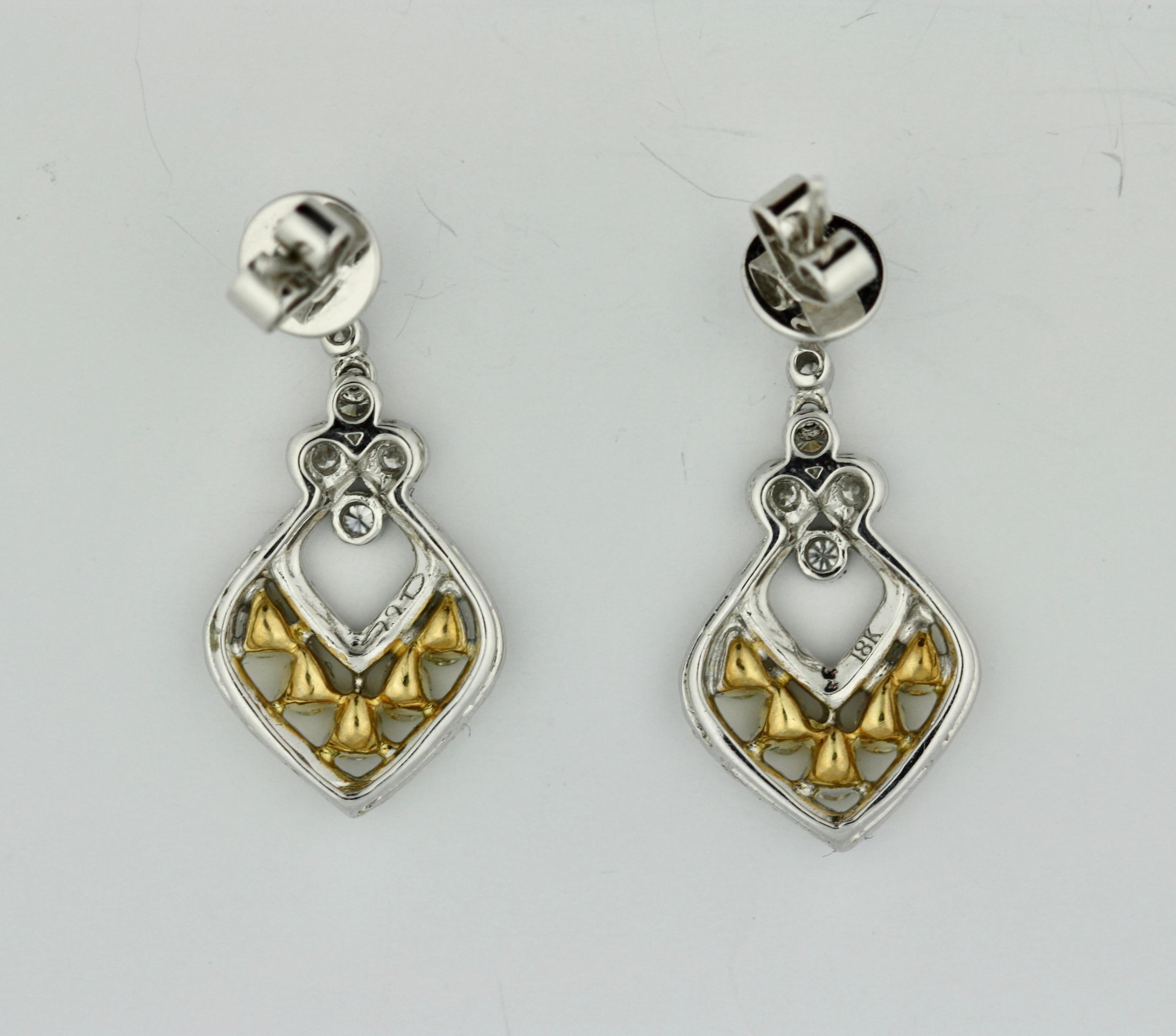 Pair of Yellow Diamond and Diamond Earrings 2