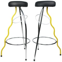 Pair of Yellow Duplex Bar Stools by Javier Mariscal for BD Barcelona