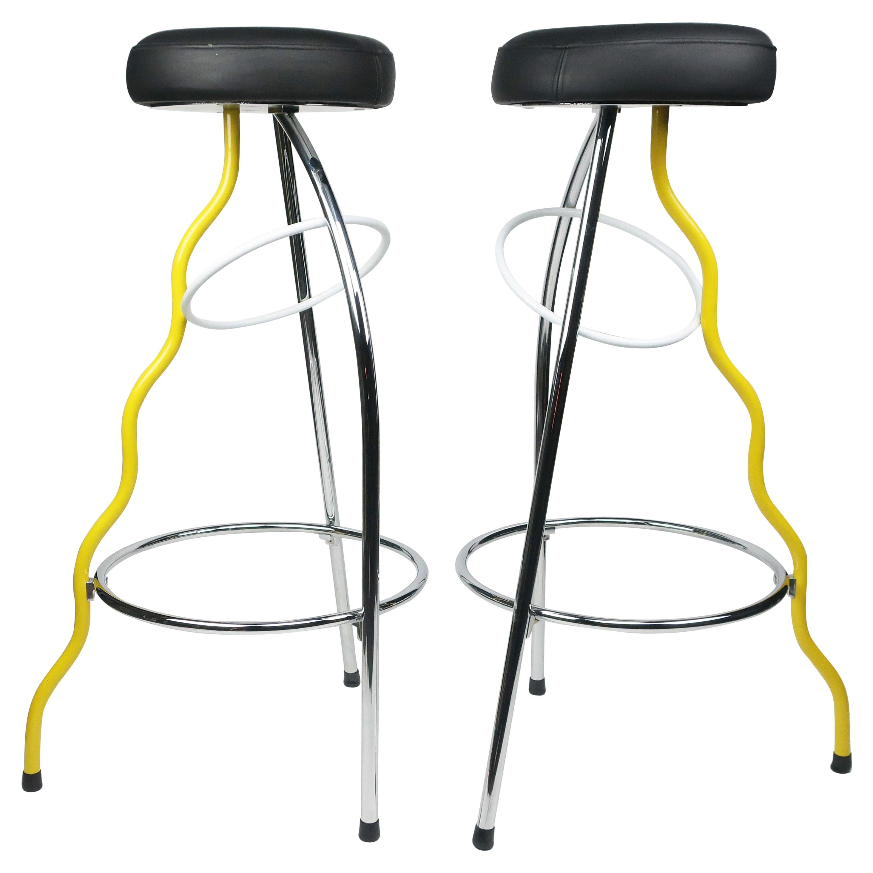 Pair of Yellow Duplex Bar Stools by Javier Mariscal for BD Barcelona