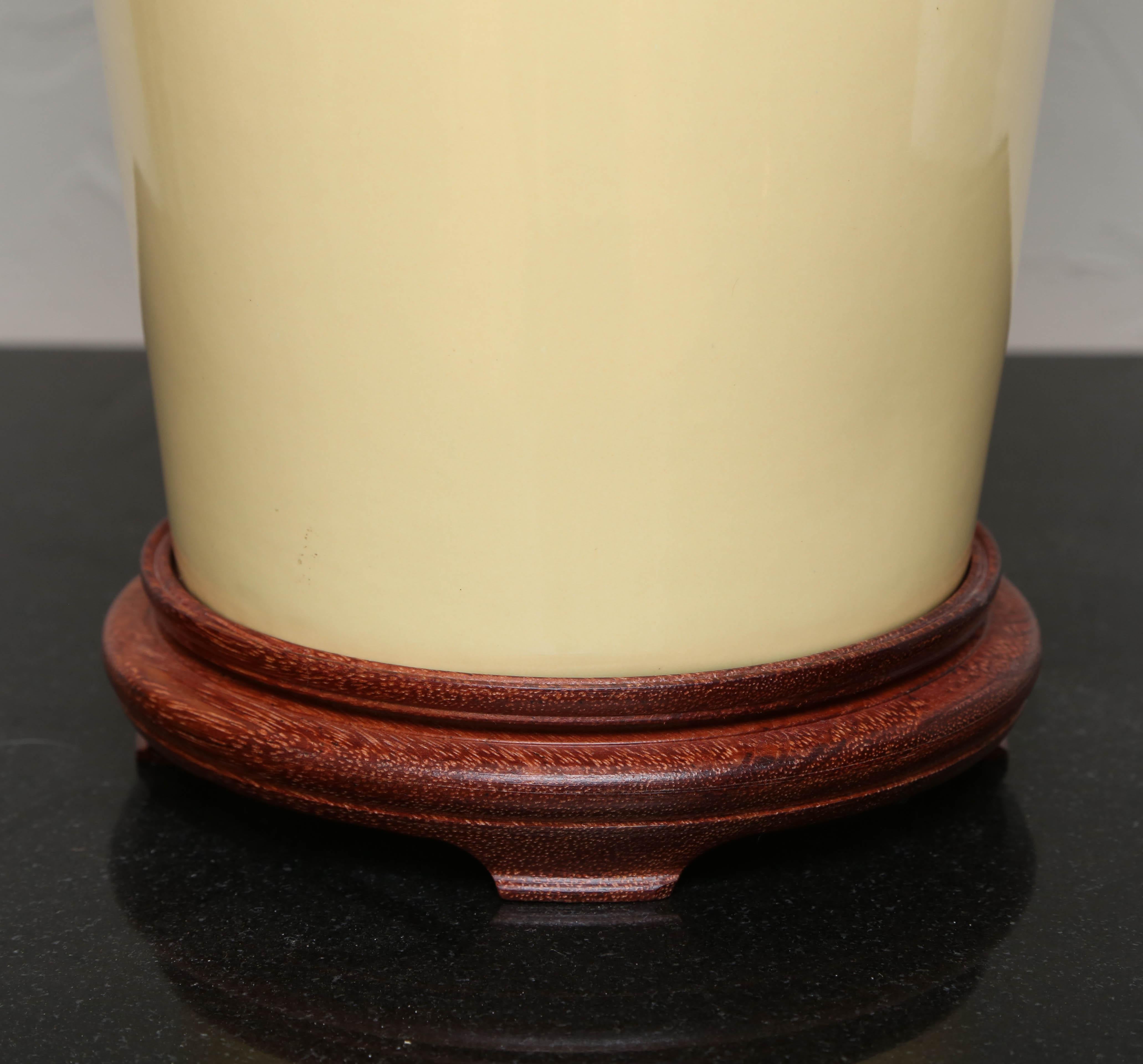 20th Century Pair of Yellow Ginger Jar Lamps