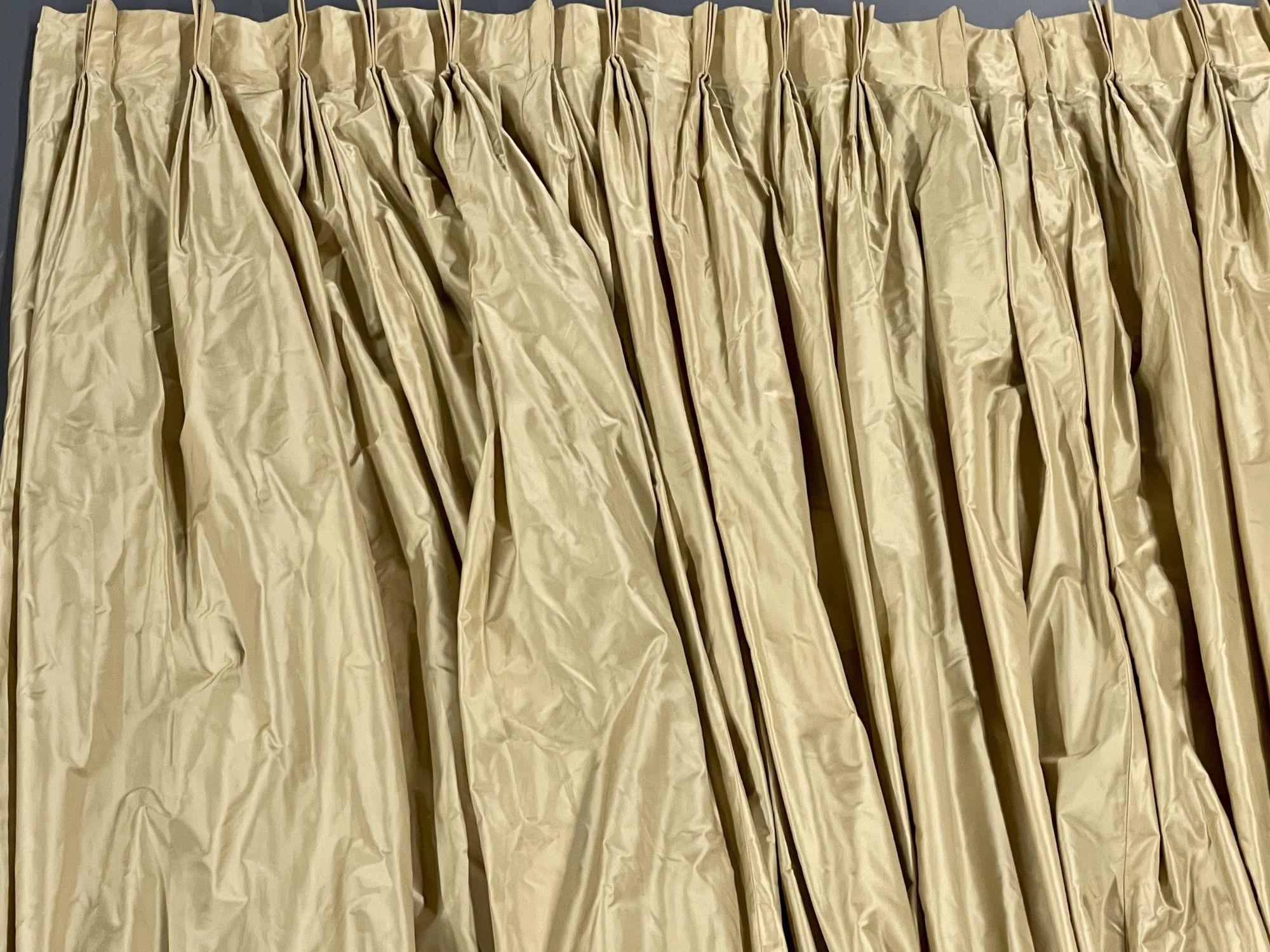 Contemporary Pair of Yellow Gold Curtains, Drapery, Window Treatments, Valances, Scalamandre