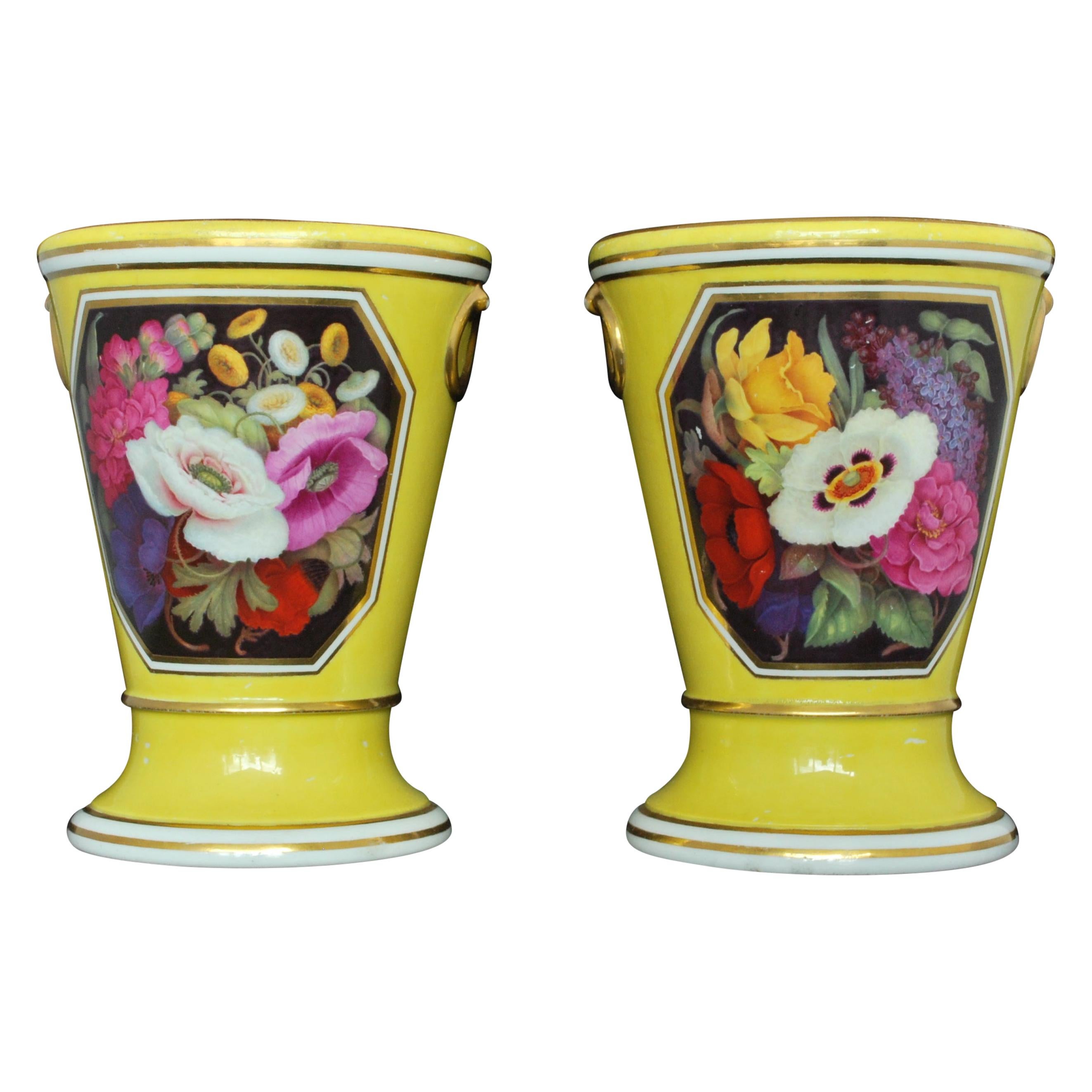 Pair of Yellow Ground Vases, Chamberlain Worcester, circa 1805