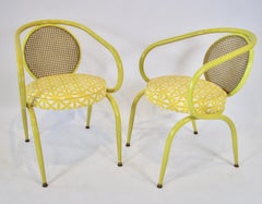 Pair of Yellow Howell 1970s Tubular Steel Decorator Chairs