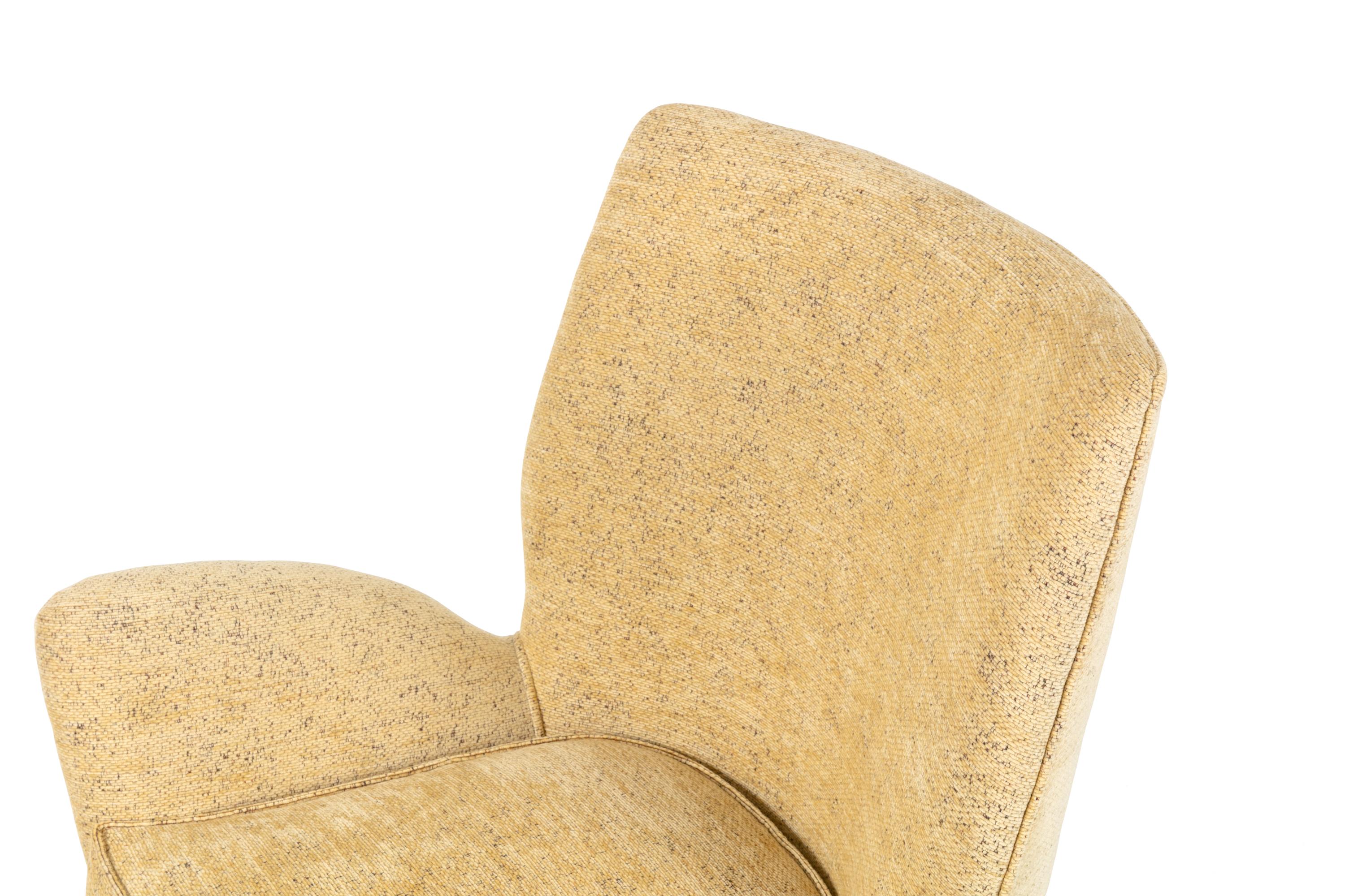 Fabric Pair of Yellow Italian Midcentury Style Lounge Chairs