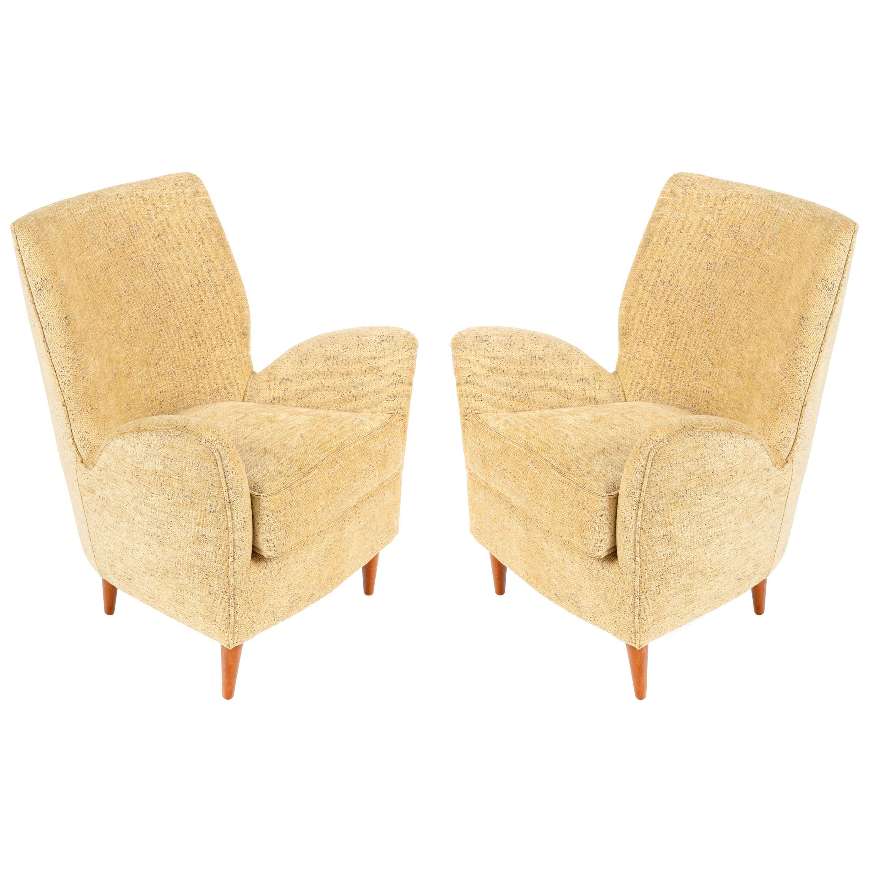 Pair of Yellow Italian Midcentury Style Lounge Chairs