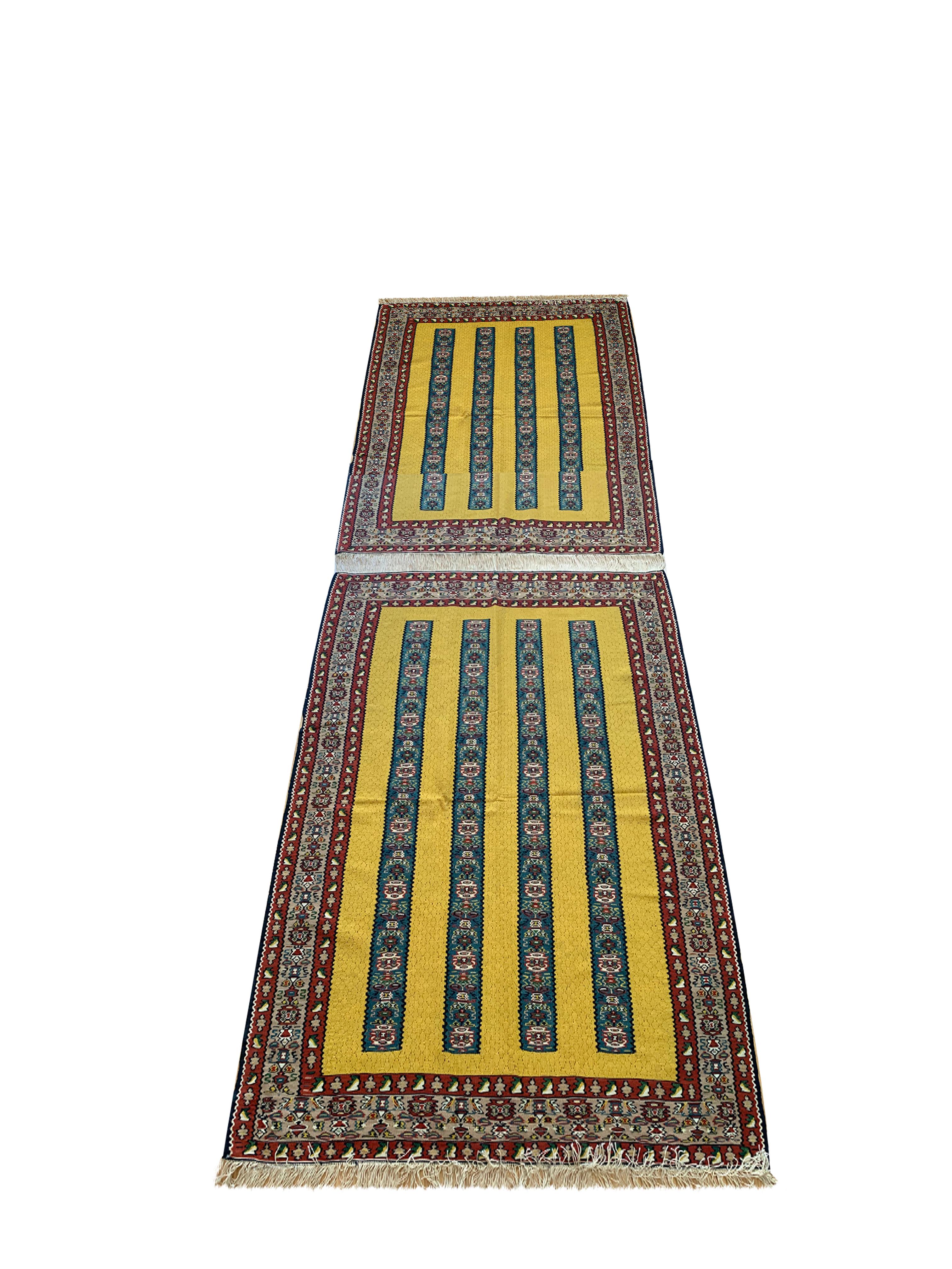 Paire de tapis Kilims jaunes tissés à la main à plat du Kurdish Area, fabriqués à la main en vente 2