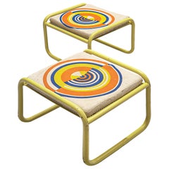 Pair of Yellow 'Locus Solus' Stools by Gae Aulenti