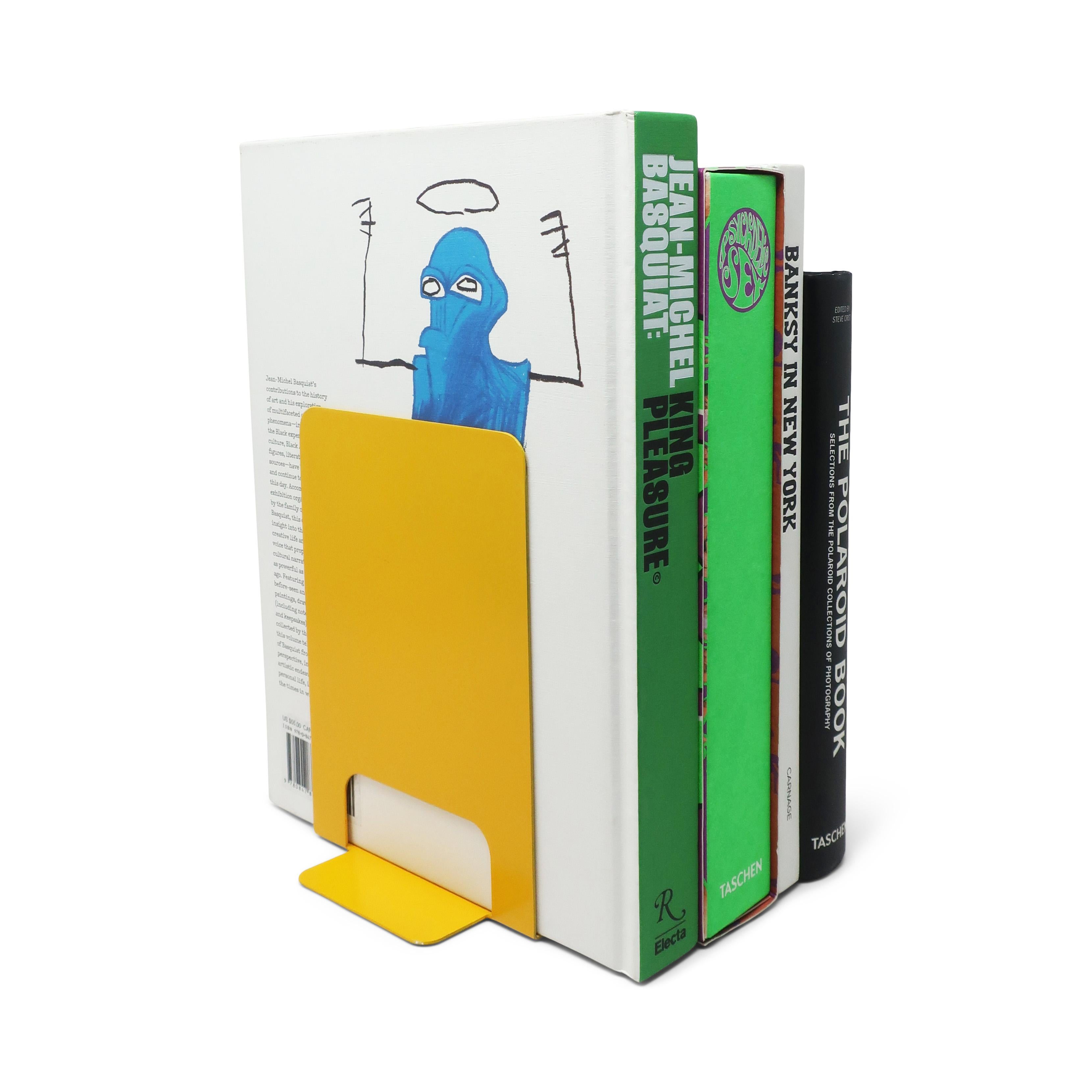 Scandinavian Modern Pair of Yellow Metal Bookends by Jorgen Moller for Torben Orskov