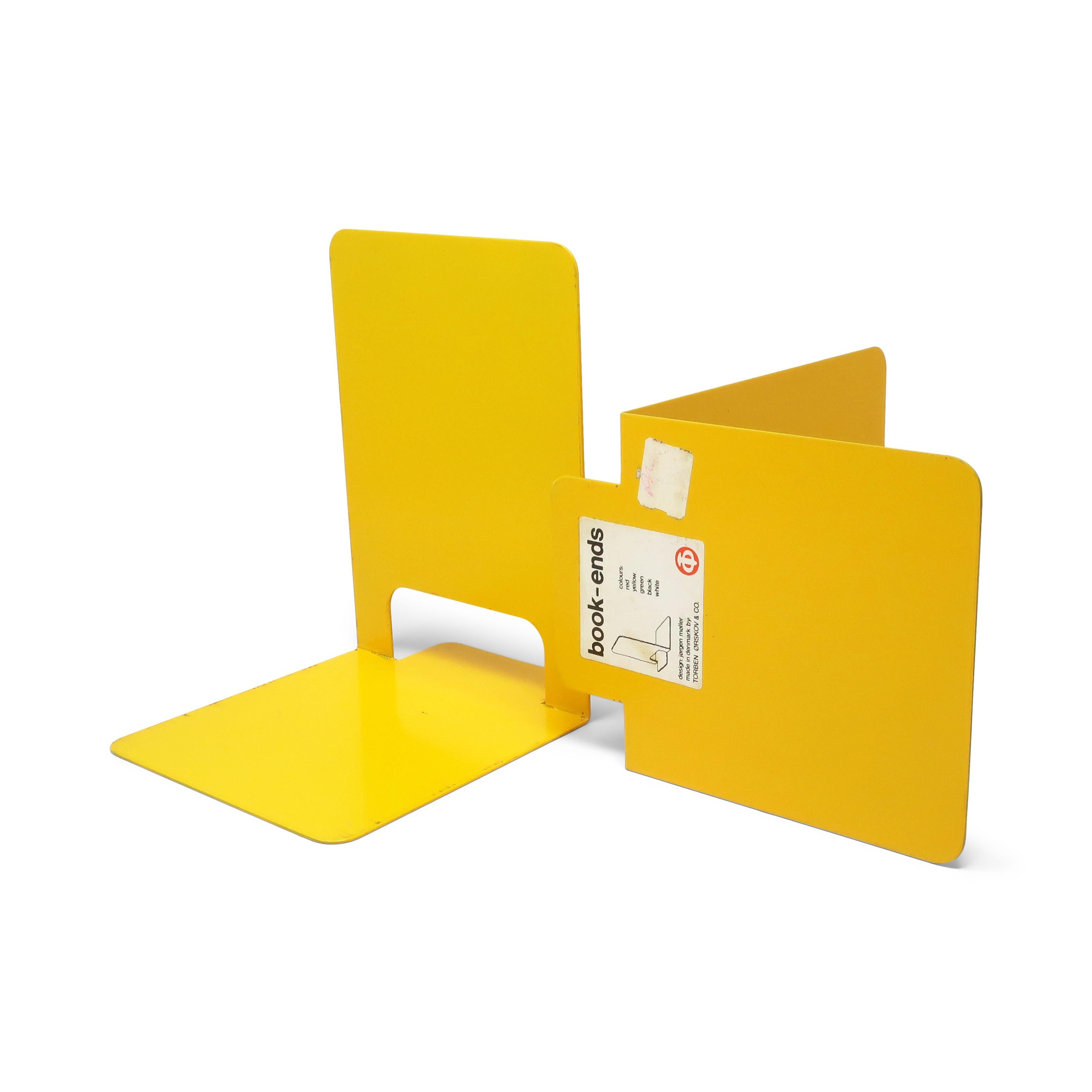 20th Century Pair of Yellow Metal Bookends by Jorgen Moller for Torben Orskov