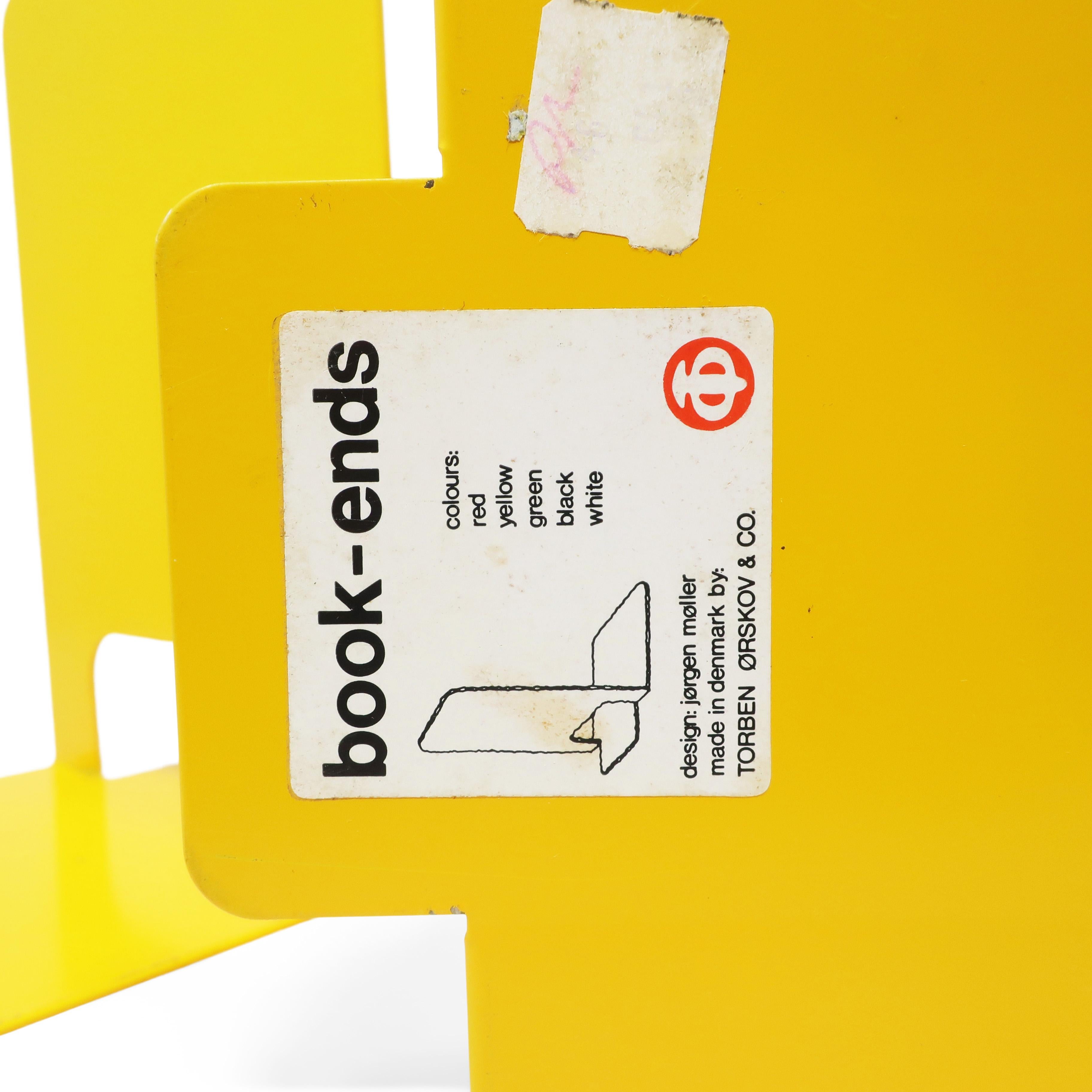 Pair of Yellow Metal Bookends by Jorgen Moller for Torben Orskov 1