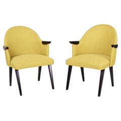 Pair of Yellow Midcentury Arm-Chairs, Made in Czechia, 1950s, Fully Restored