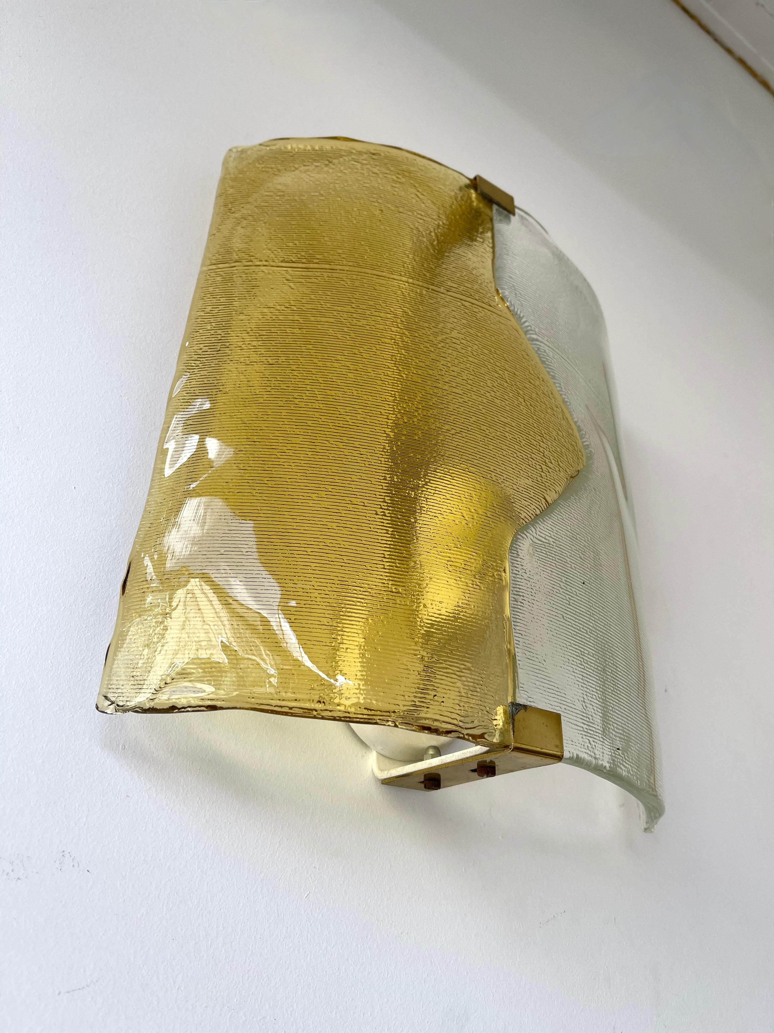 Metal Pair of Yellow Murano Glass Arrow Sconces by Mazzega, Itay, 1970s