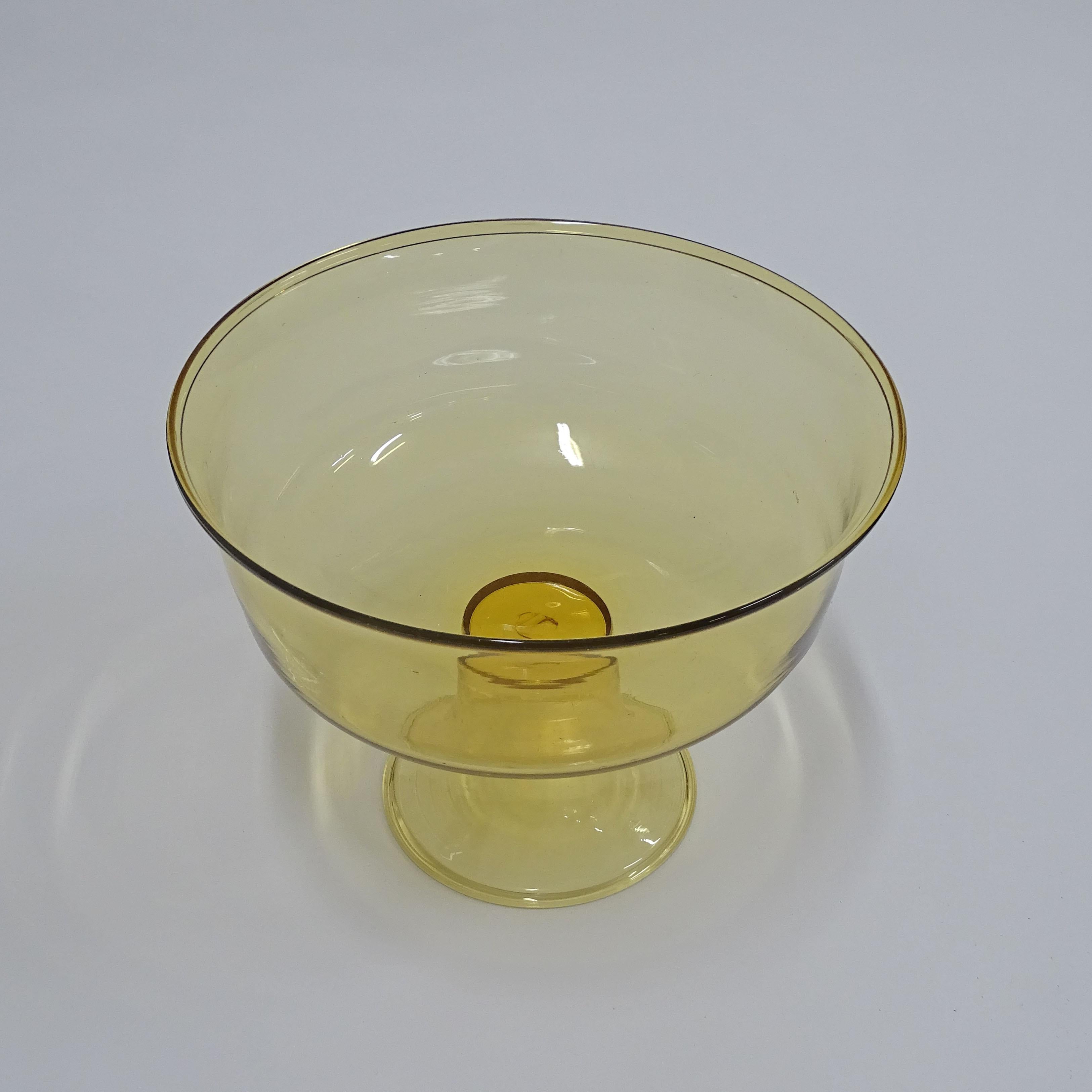Pair of Yellow Murano Glass Coppe, Italy 1930s For Sale 2