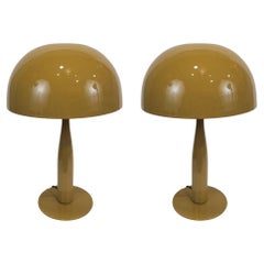 Pair of Yellow Mustard French table lamps Mushroom, metal, mustard color