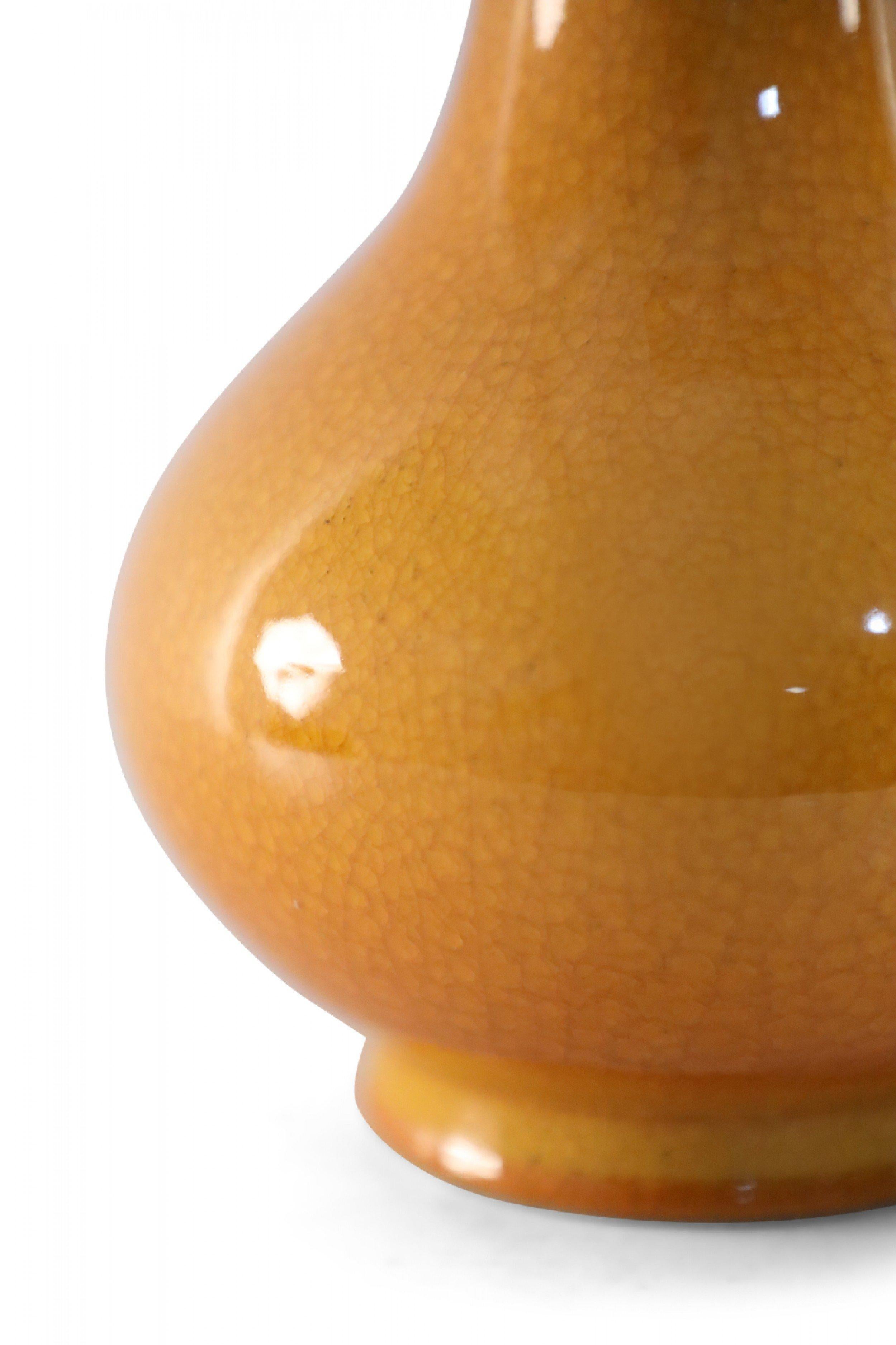 20th Century Pair of Yellow Pear Shaped Ceramic Vases