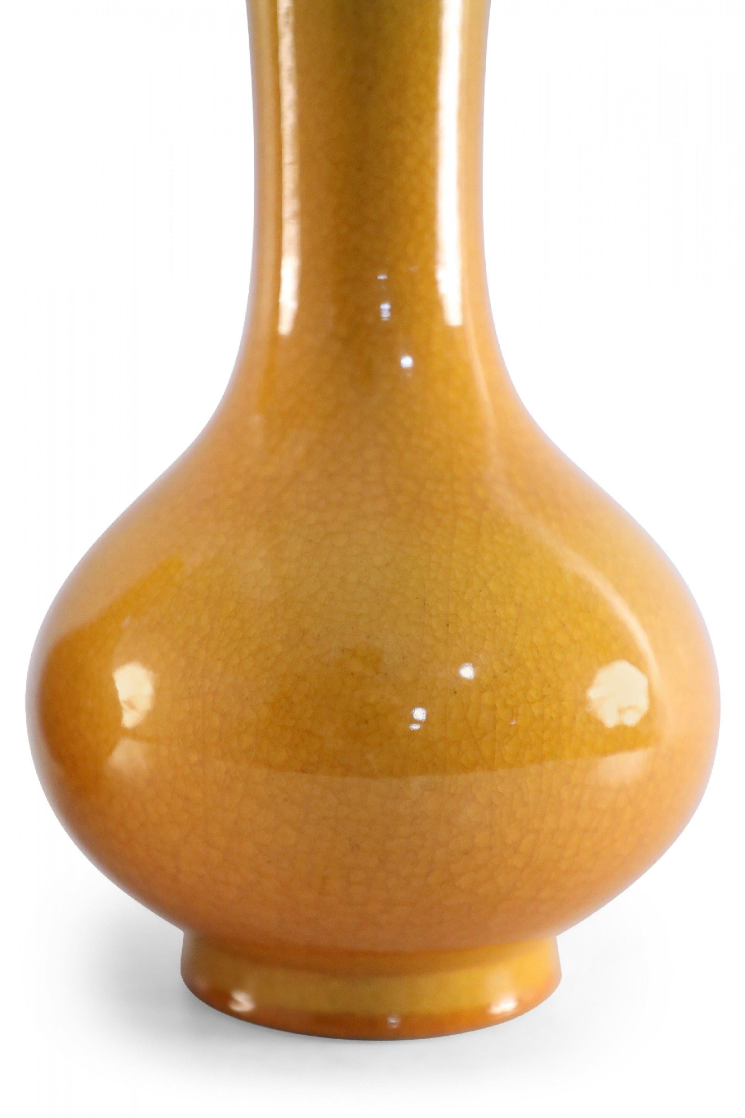 Porcelain Pair of Yellow Pear Shaped Ceramic Vases