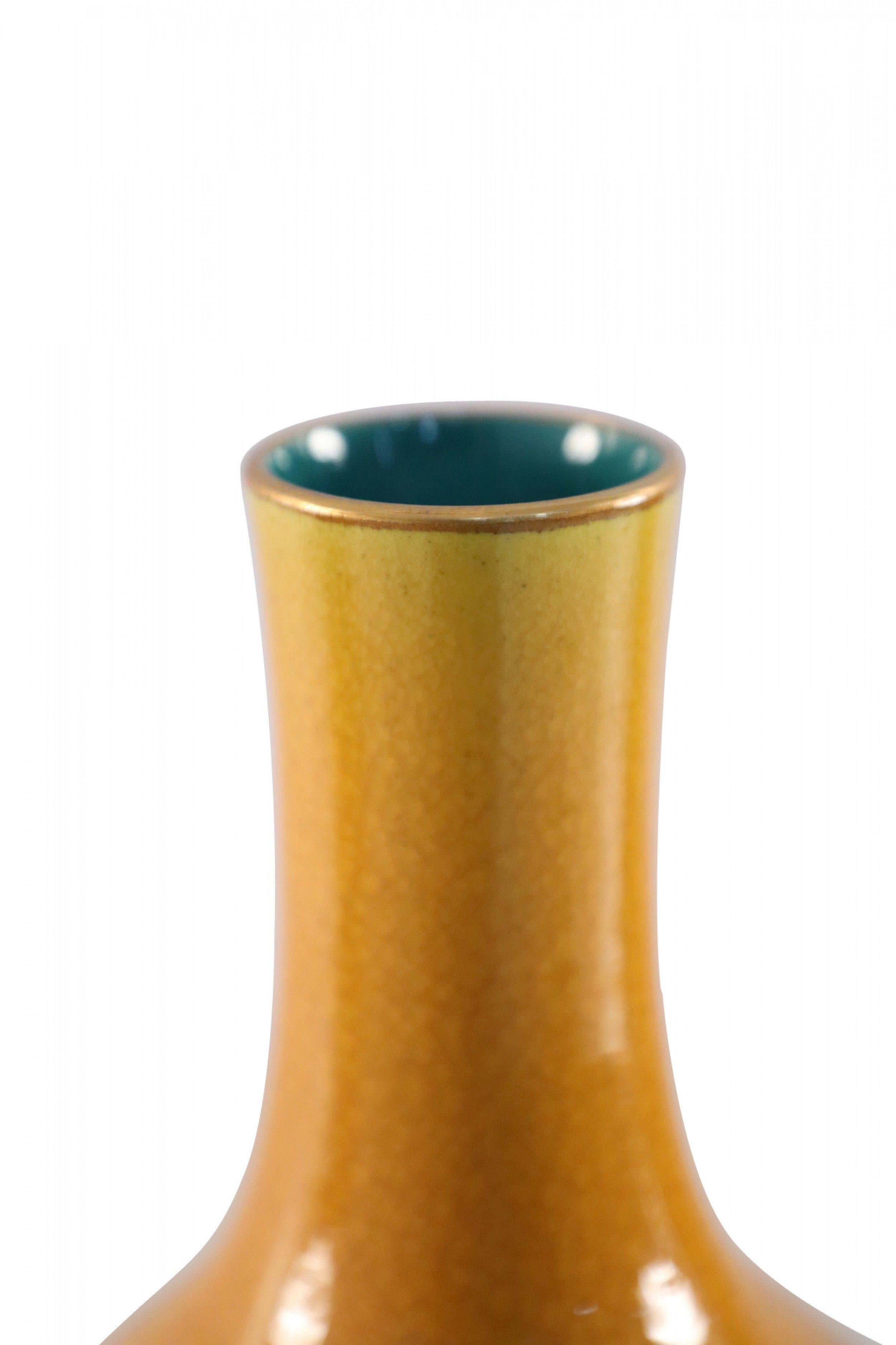 Pair of Yellow Pear Shaped Ceramic Vases 2