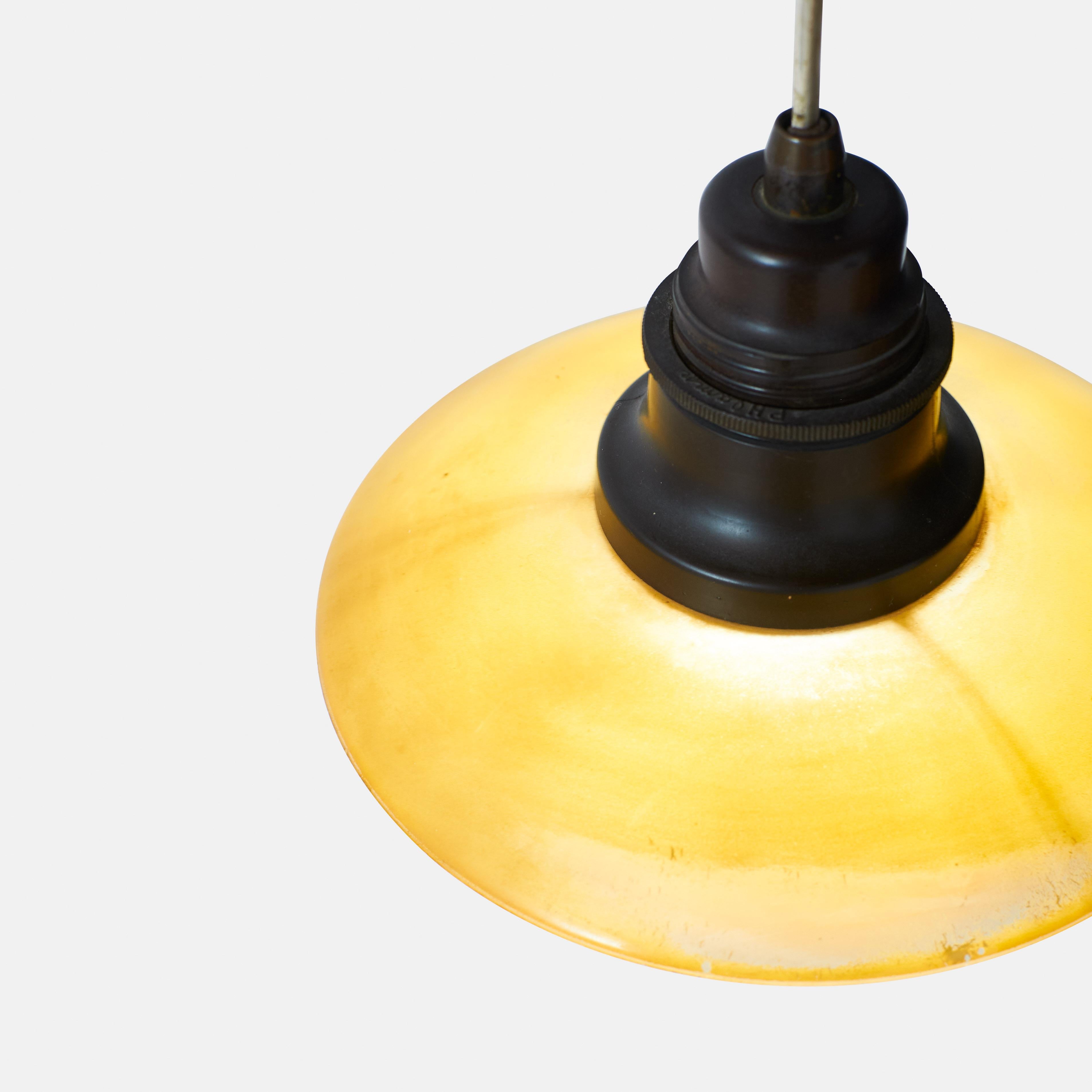 Mid-20th Century Pair of Yellow PH 2/2 Pendents by Poul Henningsen
