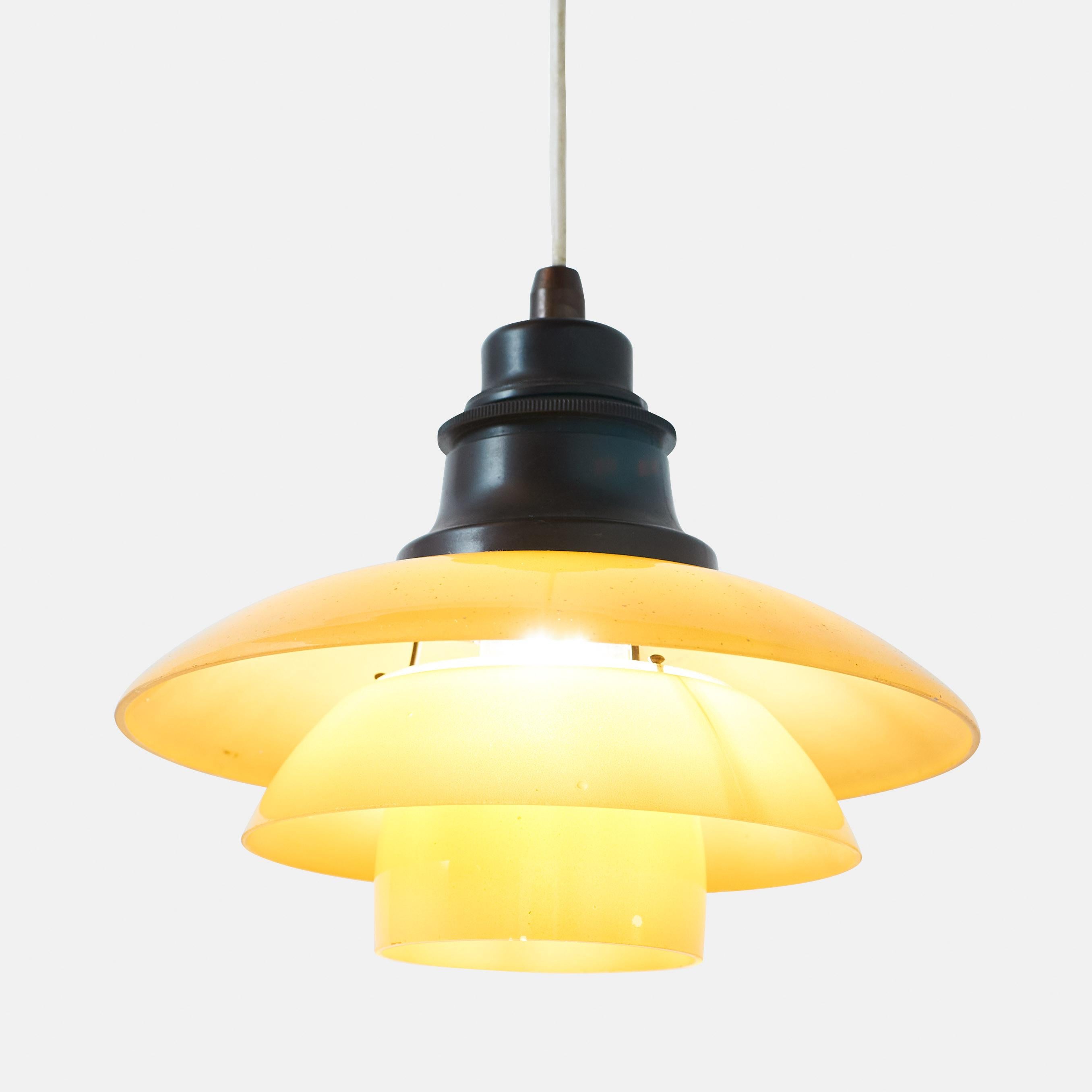 Pair of Yellow PH 2/2 Pendents by Poul Henningsen 1