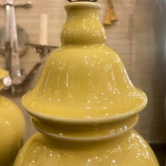 Pair of Yellow Porcelain Lamps