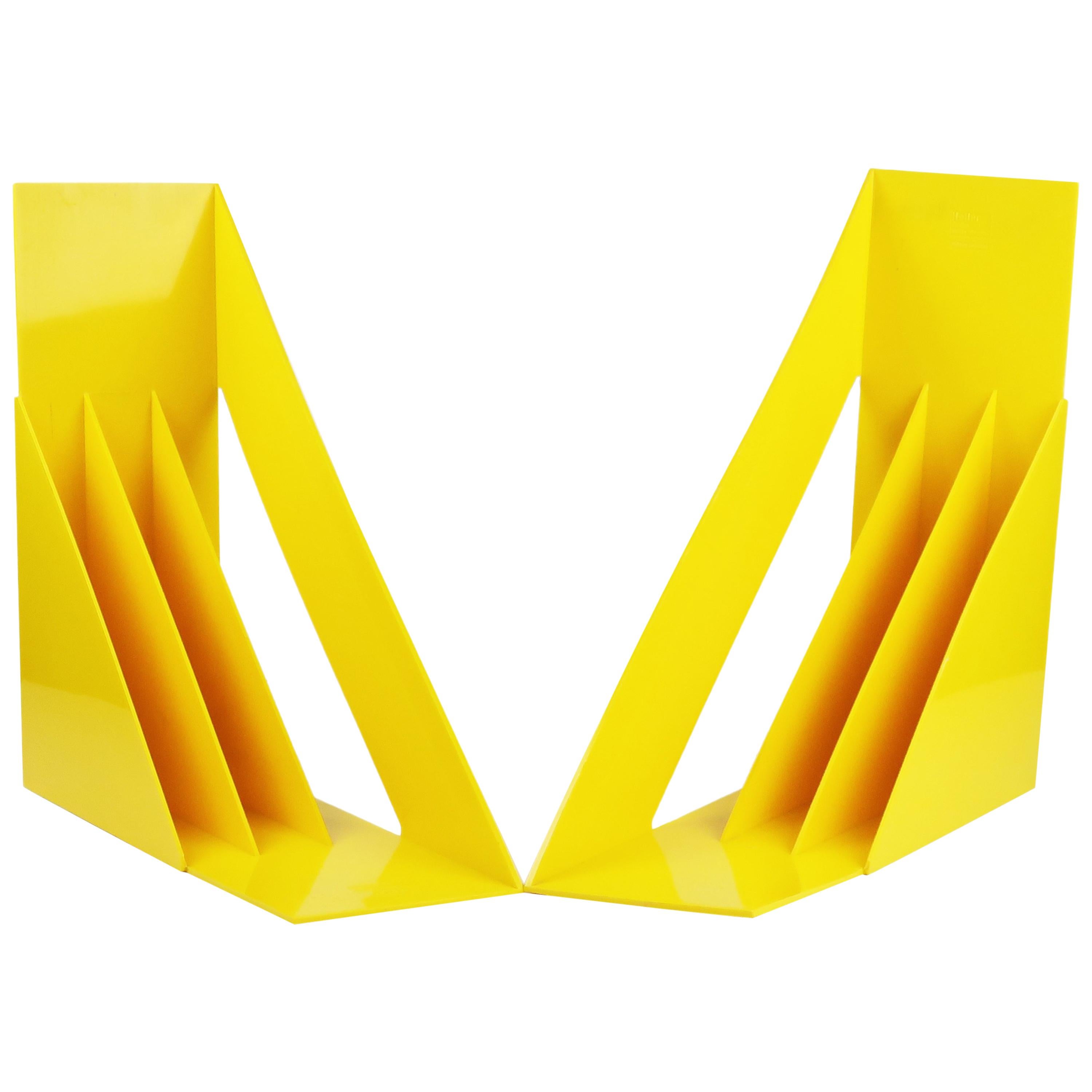 Pair of Yellow Record/Magazine Racks by Giotto Stoppino for Heller