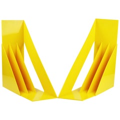 Vintage Pair of Yellow Record/Magazine Racks by Giotto Stoppino for Heller
