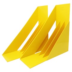 Pair of Yellow Record or Magazine Racks by Giotto Stoppino for Heller