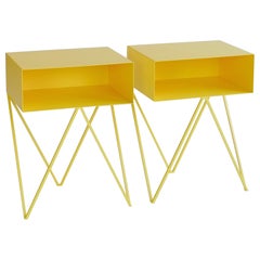 Pair of Yellow Robot Bedside Tables - Nightstands