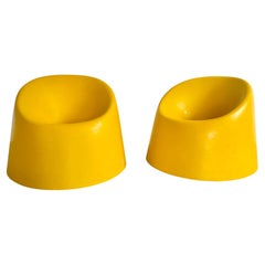 Pair of Yellow Space Age Fiberglass Chairs, 1970s USA