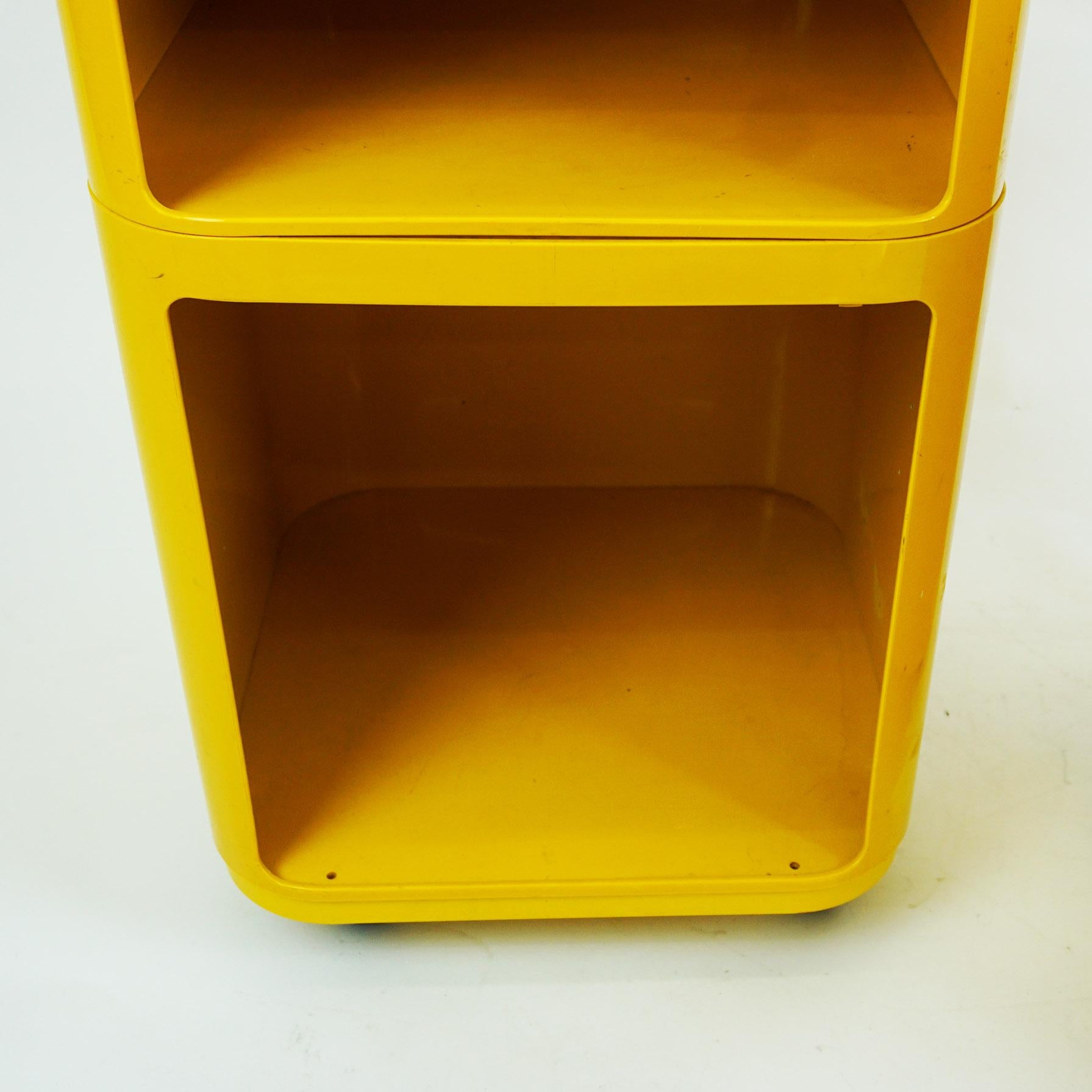 Pair of Yellow Space Age Plastic Bar Trolleys by Anna Castelli for Kartell Italy 2