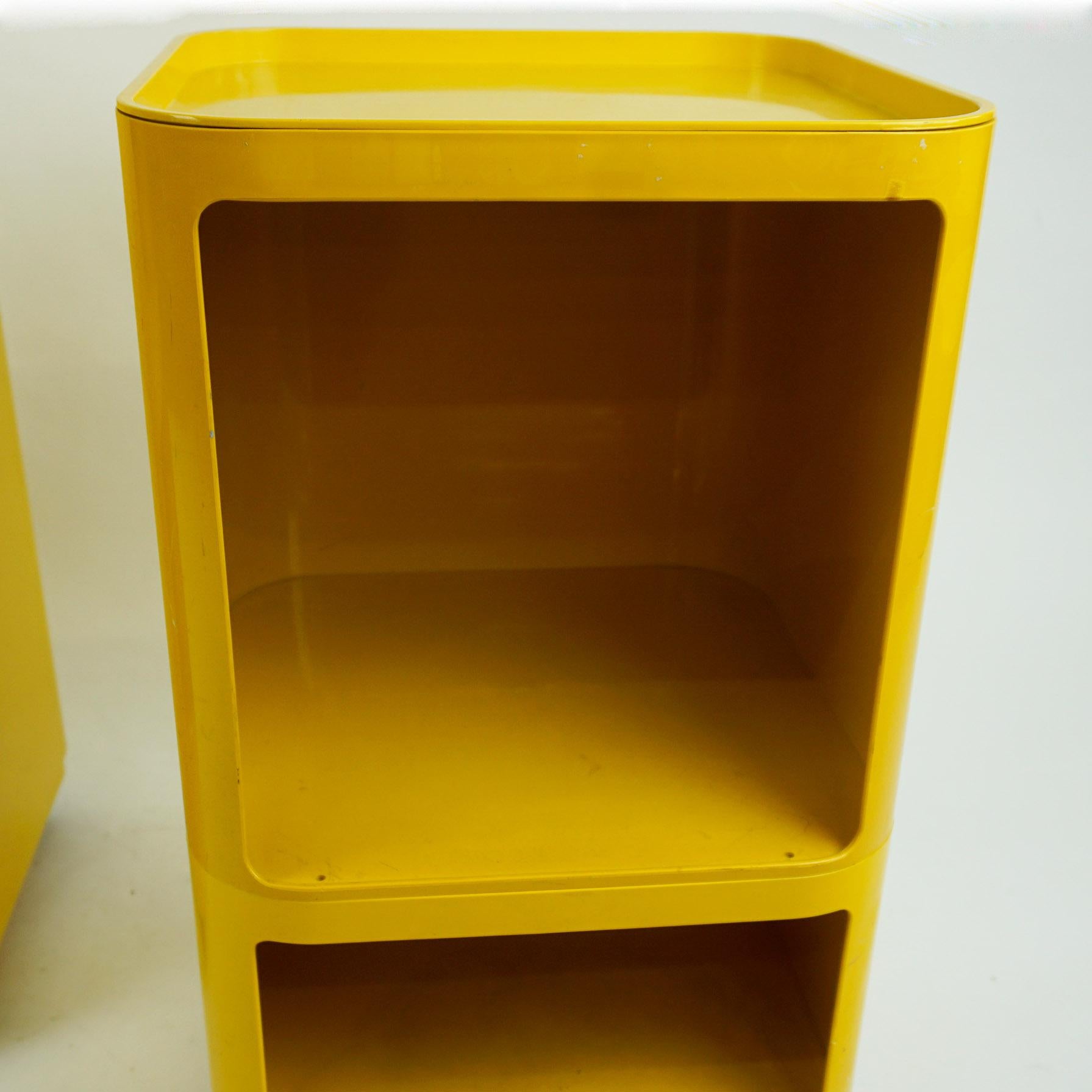 Pair of Yellow Space Age Plastic Bar Trolleys by Anna Castelli for Kartell Italy 3