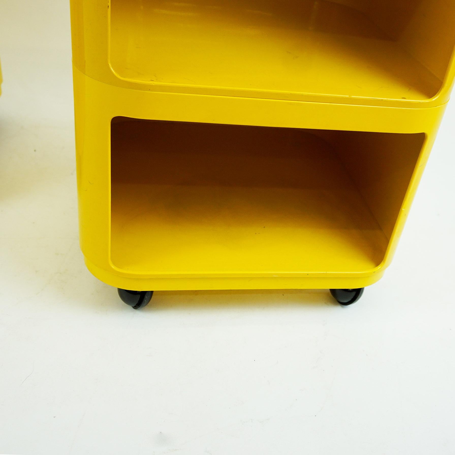 Pair of Yellow Space Age Plastic Bar Trolleys by Anna Castelli for Kartell Italy 4