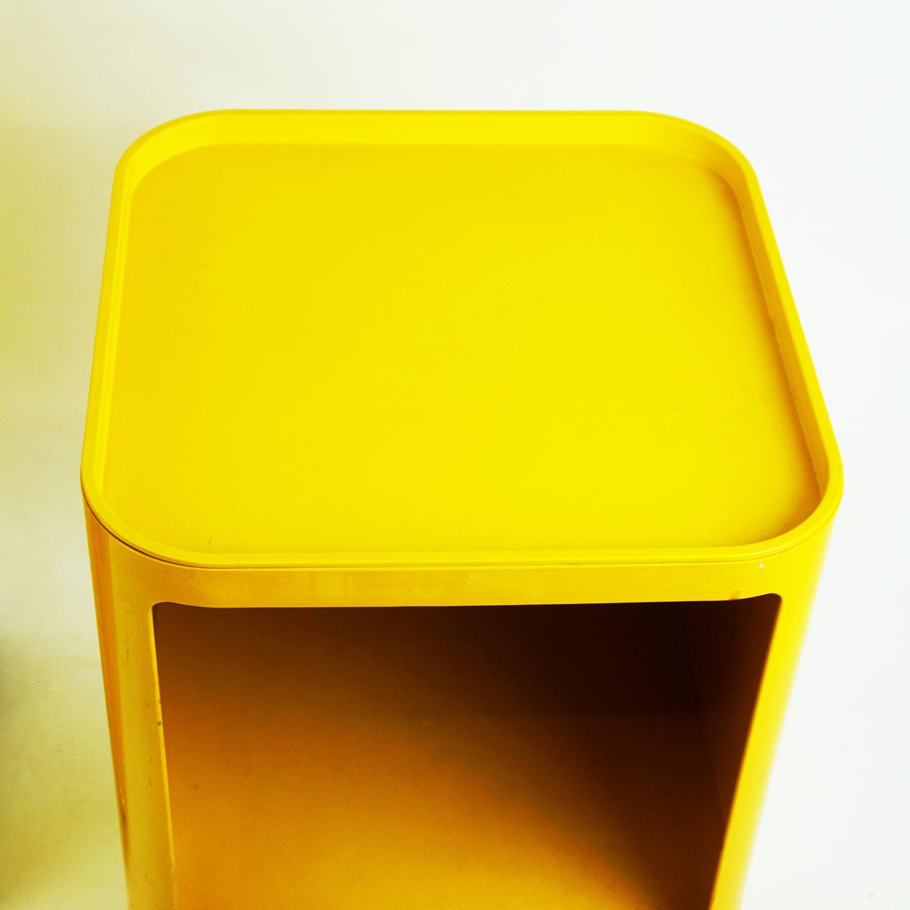 Pair of Yellow Space Age Plastic Bar Trolleys by Anna Castelli for Kartell Italy 1