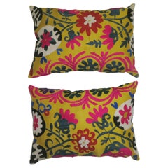 Vintage Pair of Yellow Suzanni Textile Pillows